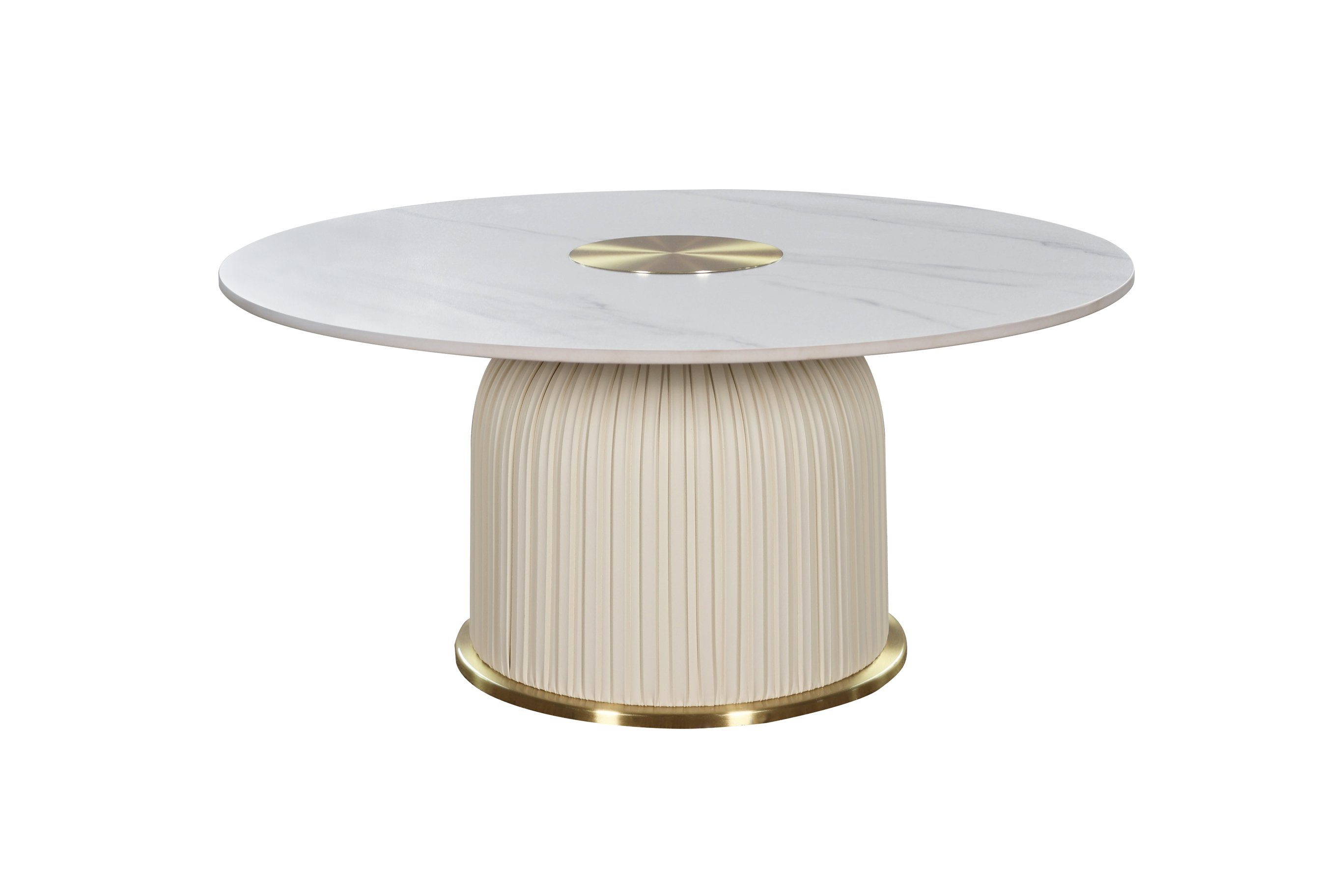 Livin Hill Couchtisch Modig, Goldener Sockel, weißes Öko-Leder, Marmorimita günstig online kaufen