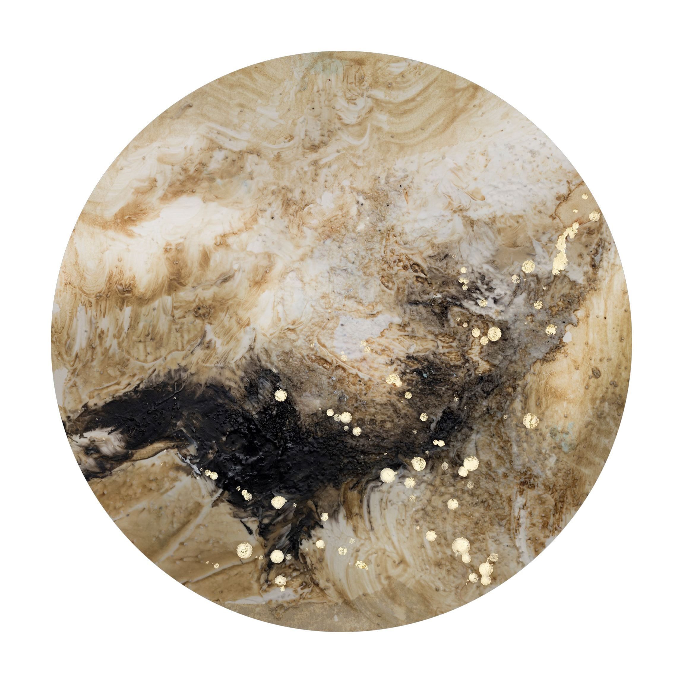 Bilderdepot24 Teppich Vinyl Wohnzimmer Schlafzimmer Flur Küche Abstrakt modern, rund - gold glatt, nass wischbar (Küche, Tierhaare) - Saugroboter & Bodenheizung geeignet