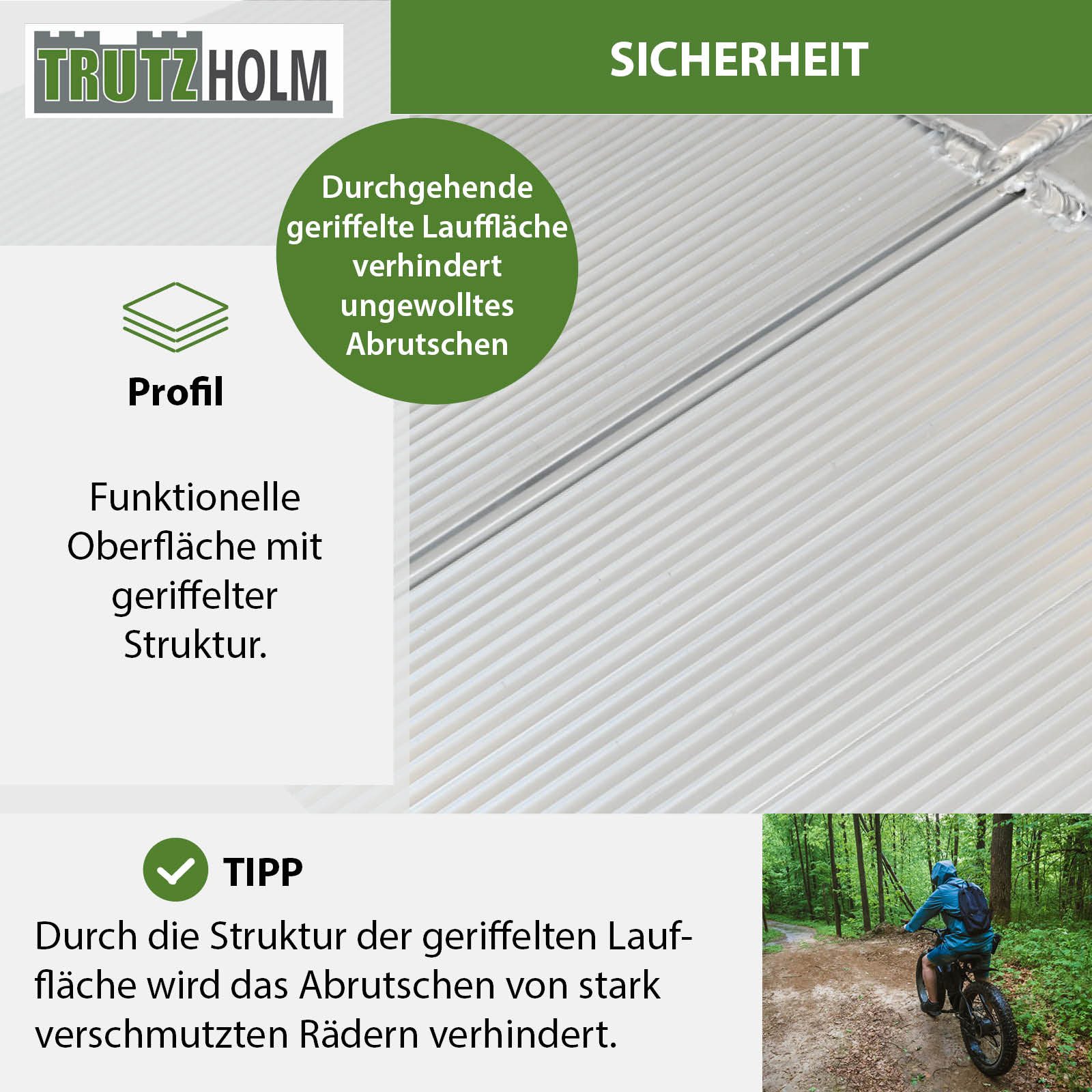 TRUTZHOLM Auffahrrampe Alu klappbar 307 cm extra lang 900 kg geriffelt Motorradrampen (2er Set)