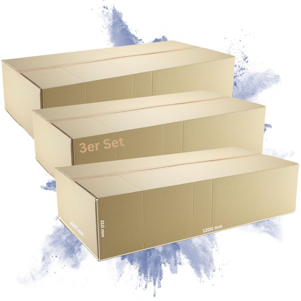PROREGAL® Versandkarton 2-wellig LxBxH 1200x600x310mm belastbar bis 30kg Postversand, Robuster Versandkartons Faltkarton Postversand Paketversand