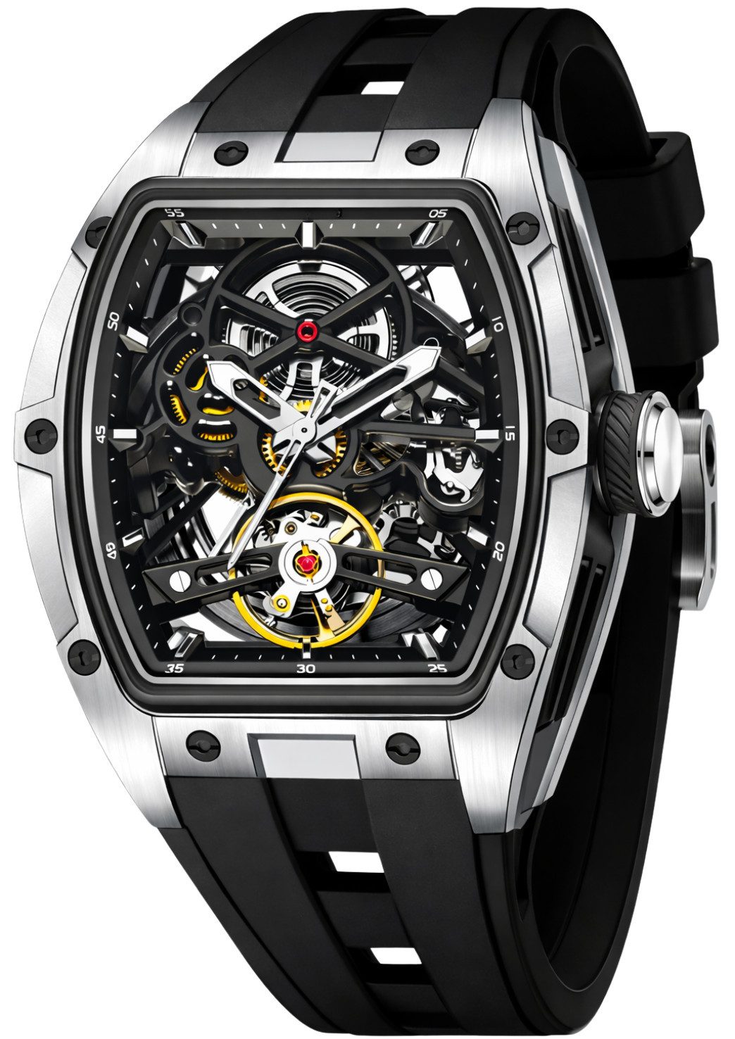 S&T Design Automatikuhr Armbanduhr Herren Uhr Edelstahl Silikon Skelett Ske günstig online kaufen
