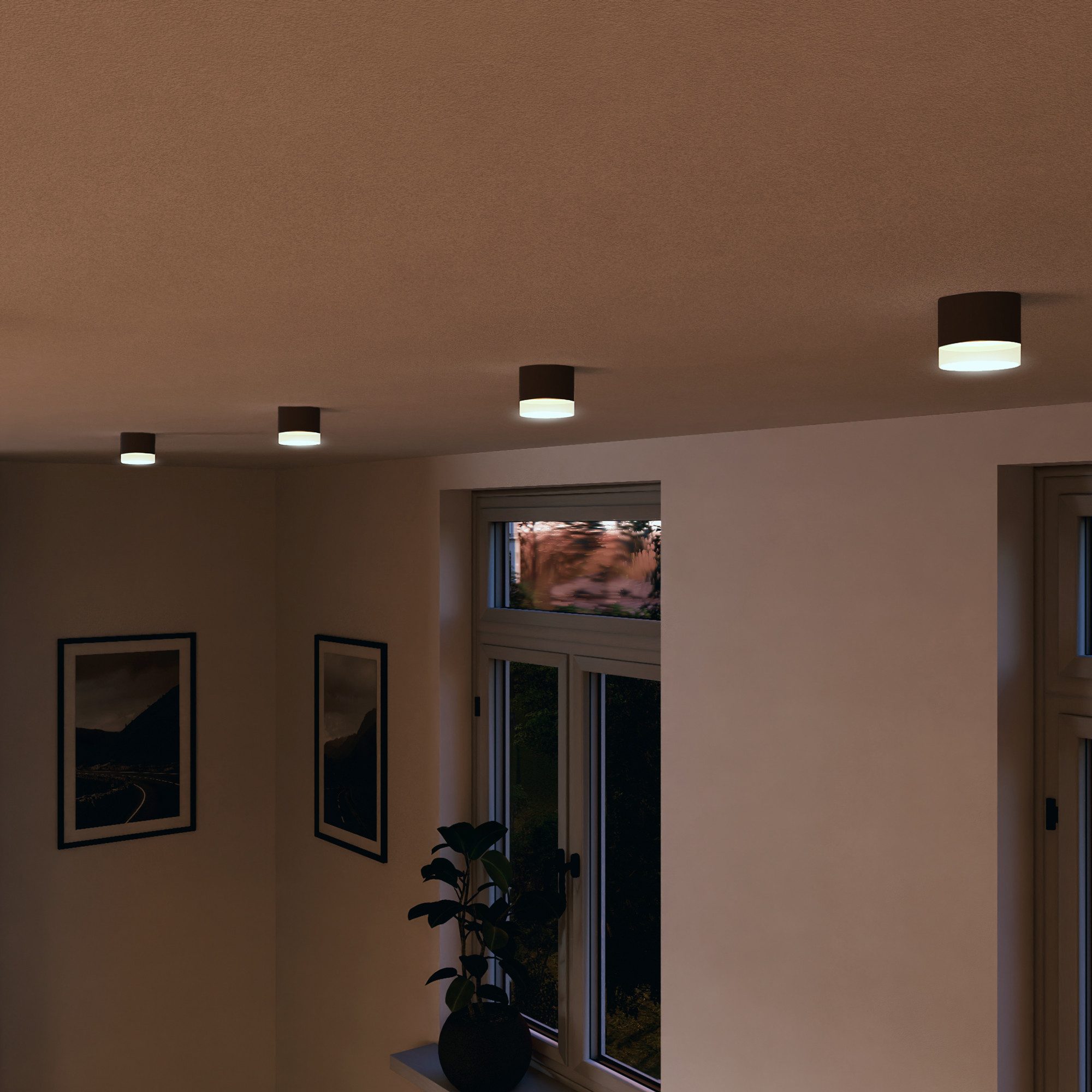 SSC-LUXon LED Aufbaustrahler VORA Deckenspot flach schwarz inkl. GX53 LED 5W neutralweiß, Neutralweiß