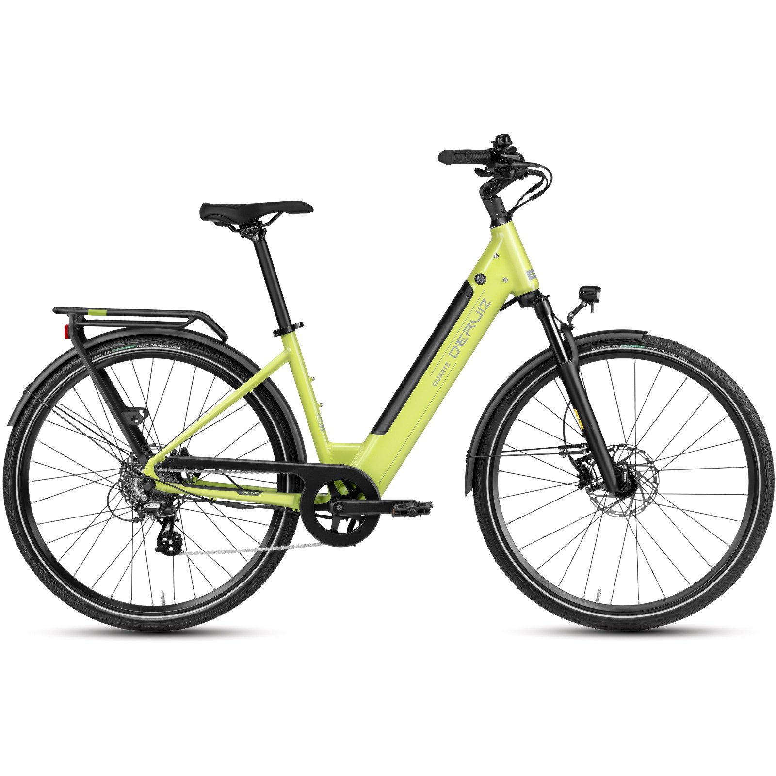 DERUIZ E-Bike Cityrad 28 Zoll Quartz /Quartz SUV 644 Wh, Quartz Pro Mittelmotor, 8 Gang Shimano Shimano Altus RD-M310 Schaltwerk, Kettenschaltung, Heckmotor, 644 Wh, (StVZO-Konform, Elektrofahrrad für Damen und Herren, Pedelec), nur ca. 24kg, Tiefeinsteiger,44cm, Hydraulische Scheibenbremsen