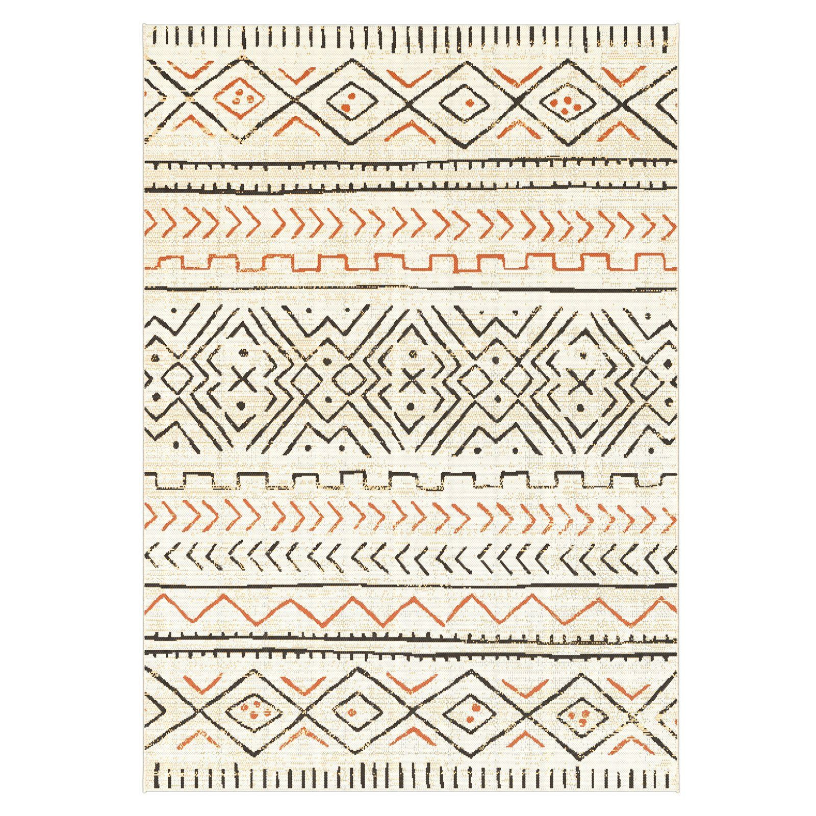 Outdoorteppich Aztec, Erhältlich in 2 Farben & 4 Größen, Wohnteppich, Karat, Rechteckig, Höhe: 7 mm, pflegeleicht, Terrasse Gelb