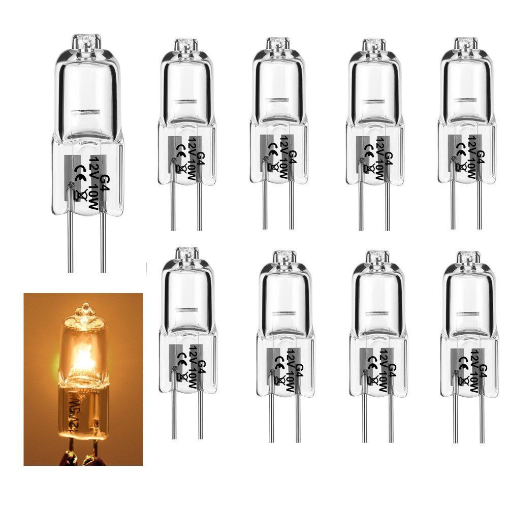 iscooter Halogen, Glühbirne Halogenlampen G4 Stiftsockellampen 12V Dimmbar, LED Warmweiß, Eco G4 Halogen Flutlichtstrahler 10W 10er Pack