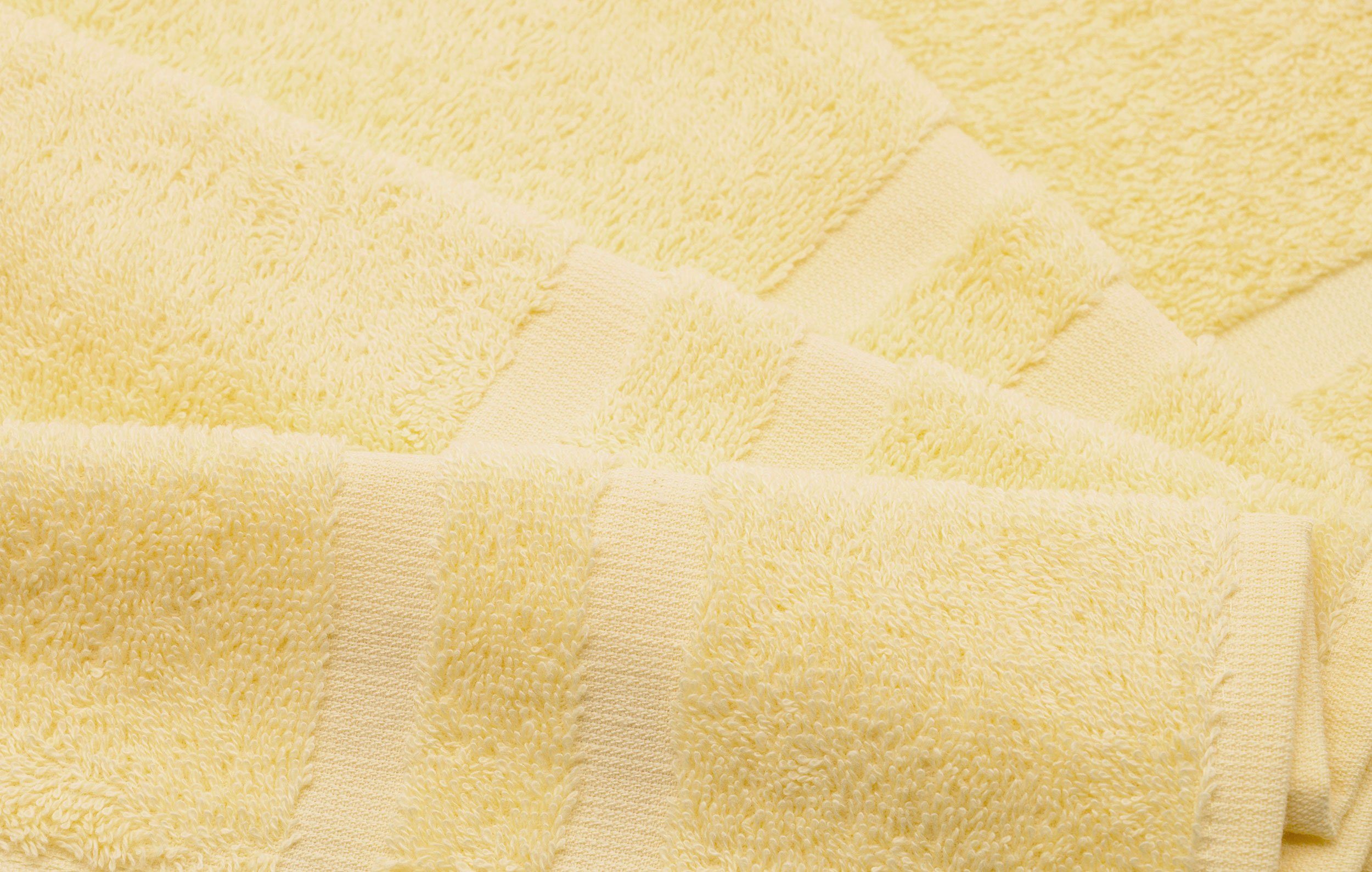 ZOLLNER Handtücher, x gelb 2 mit cm, Walkfrottier 100 (6-St), 100% Baumwolle, 50 Bordürenstreifen