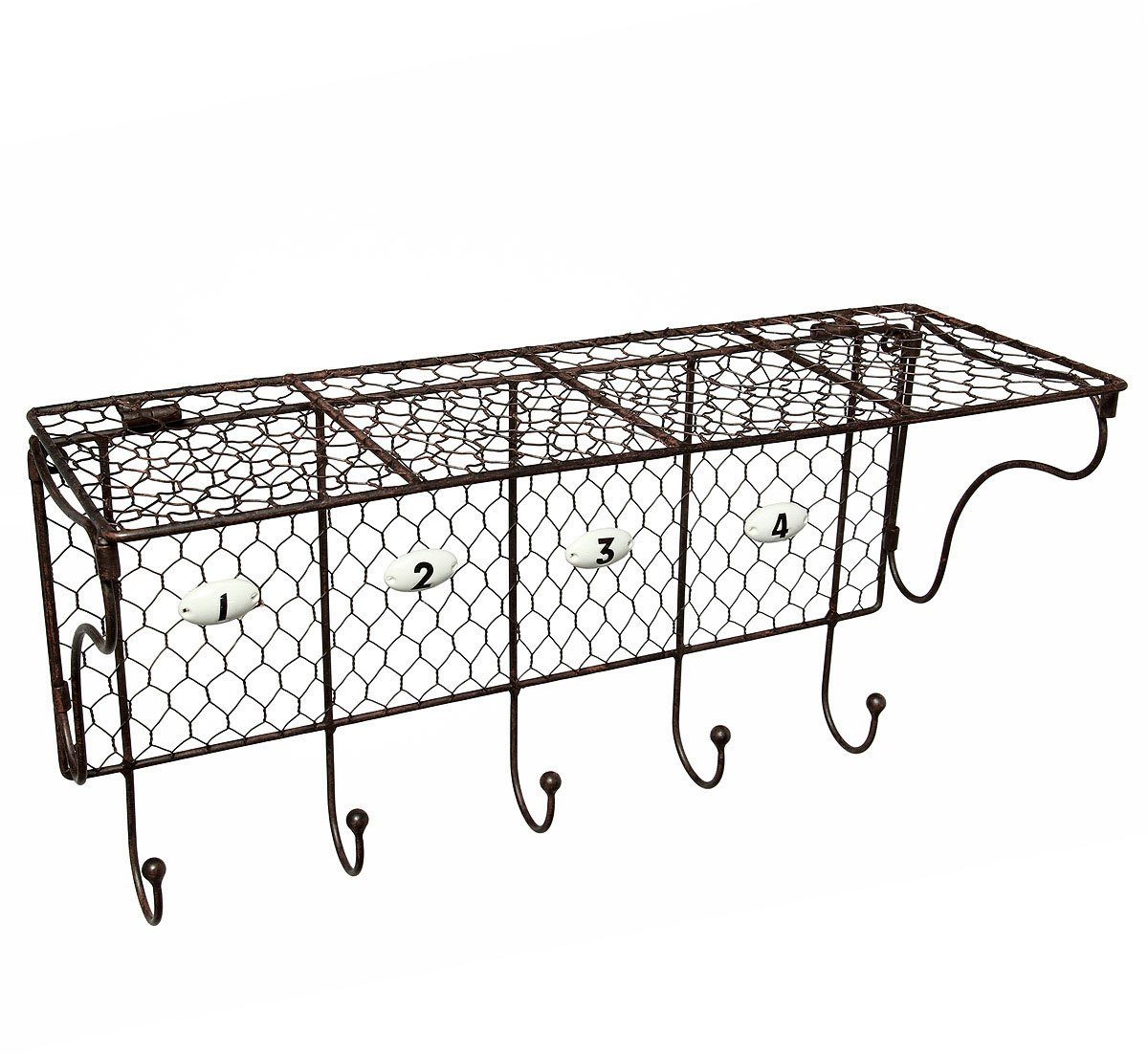 Ambiente Haus Wandregal Draht Wandregal mit Haken in Antikbraun, 1-tlg. günstig online kaufen