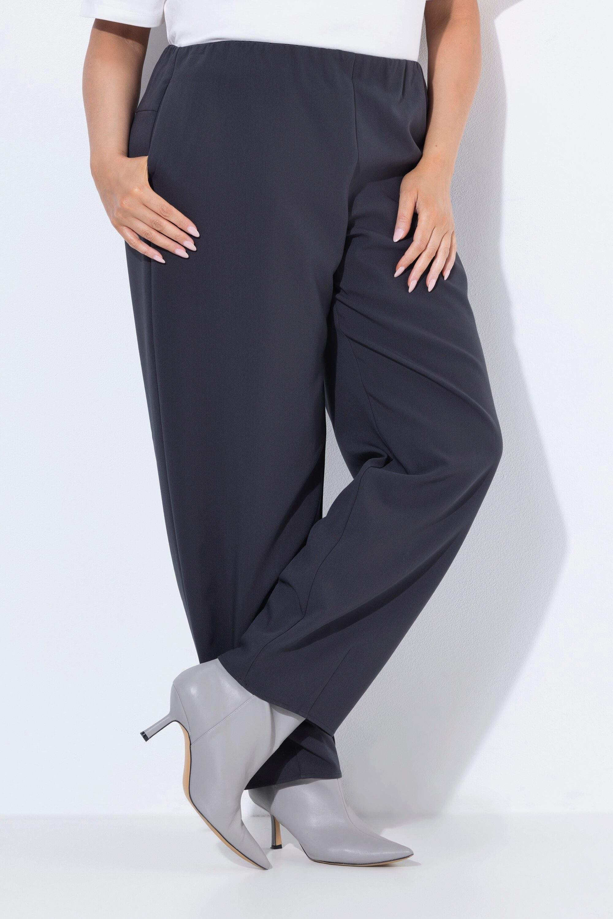 Ulla Popken Funktionshose Barrel-Hose weites Bein Elastikbund