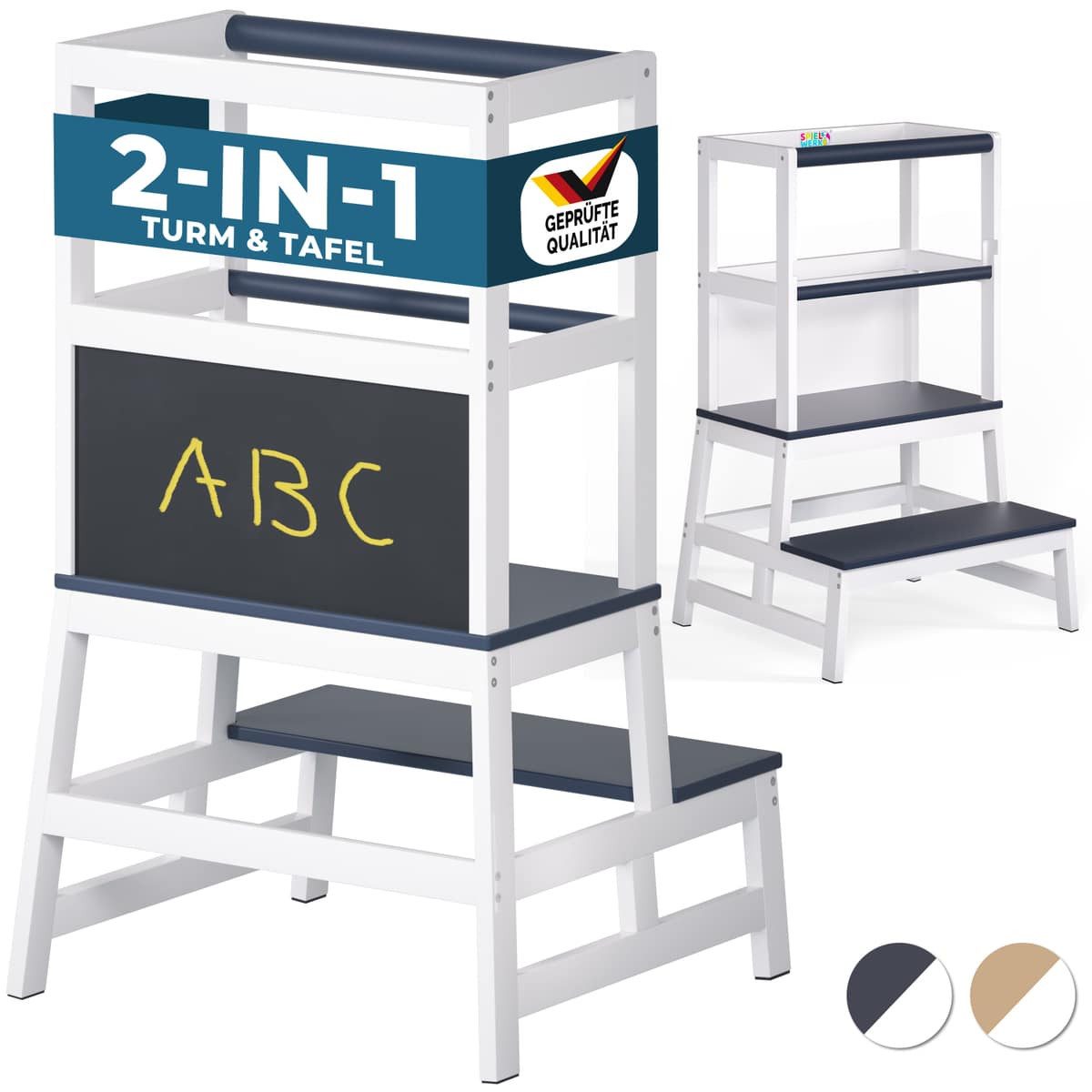 Spielwerk Stehhilfe, Lernturm ab 2 Jahren mit Tafel Montessori Tritthocker günstig online kaufen