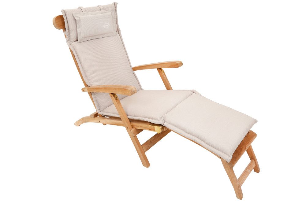 riess-ambiente Liegenauflage ROG 45x186cm beige – Sitzkissen, Polster-Auflage, (Einzelartikel, 1 St), bequemes Outdoor-Auflagekissen – ideal für Deckchair & Gartenliege
