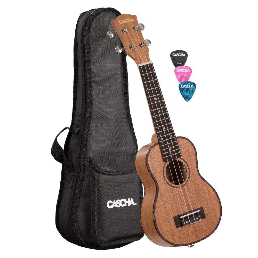 Cascha Ukulele Premium Mahagoni Set, Set, inkl. Tasche und 3 Plektren