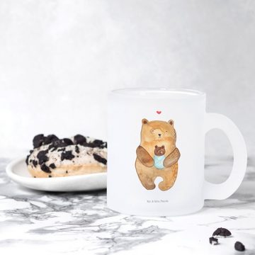 Mr. & Mrs. Panda Teeglas Bär Baby - Transparent - Geschenk, Teetasse, Teddybär, Tasse mit Henk, Premium Glas, Liebevolle Gestaltung