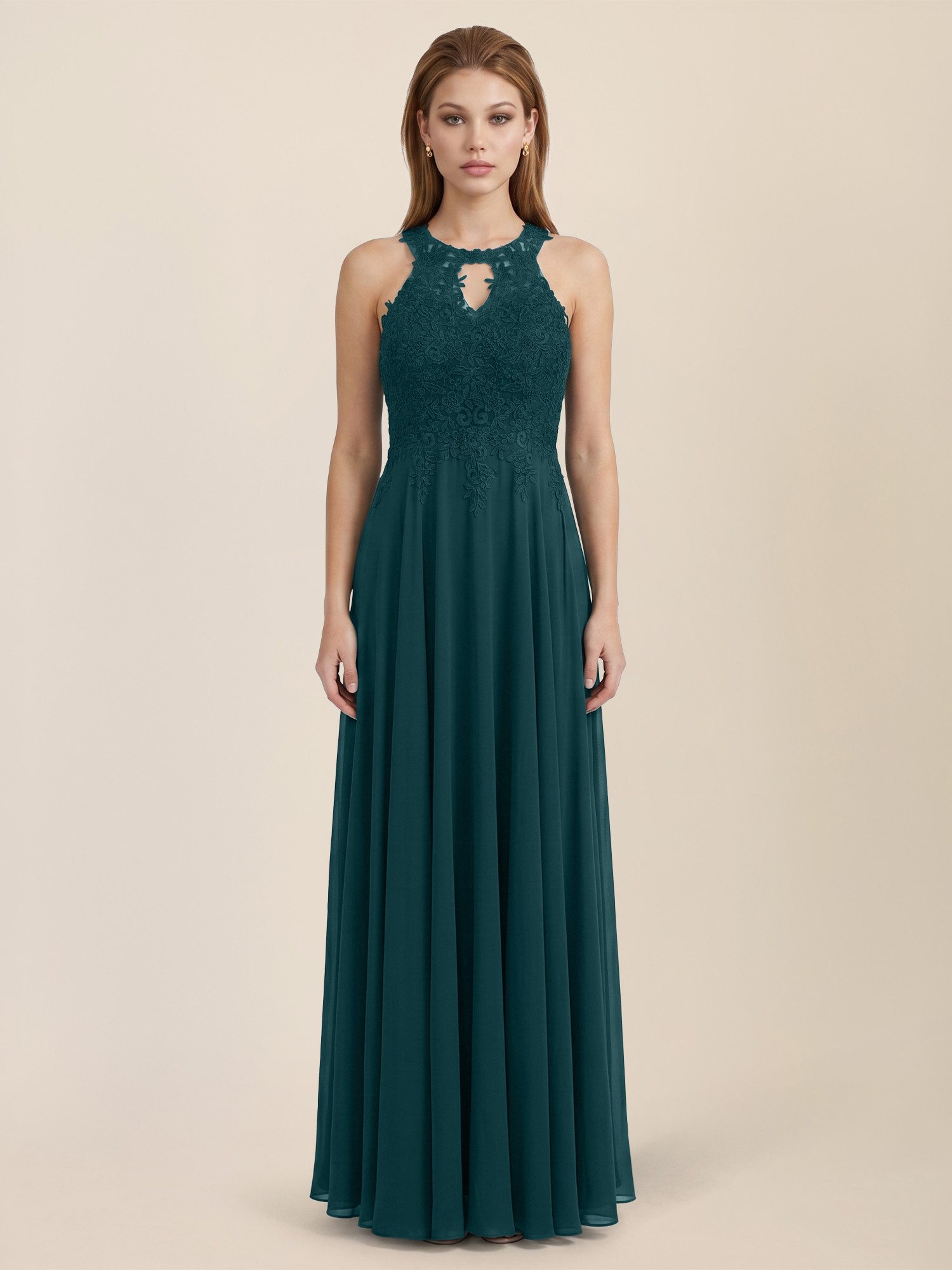 Apart Abendkleid mit floraler Spitze und Chiffon