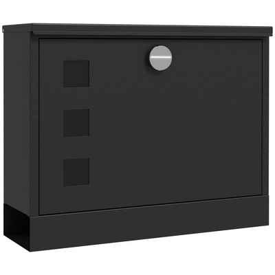 HOMCOM Briefkasten Postkasten mit 2 Schlüssel, Wandbriefkasten mit Zeitungsfach (Postfach, 1-St., Posteingang), Wasserabweisend, 36,5 x 11,5 x 29 cm, Schwarz