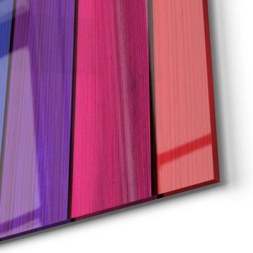 DEQORI Glasbild 'Farbige Holzlatten', 'Farbige Holzlatten', Glas Wandbild Bild schwebend modern