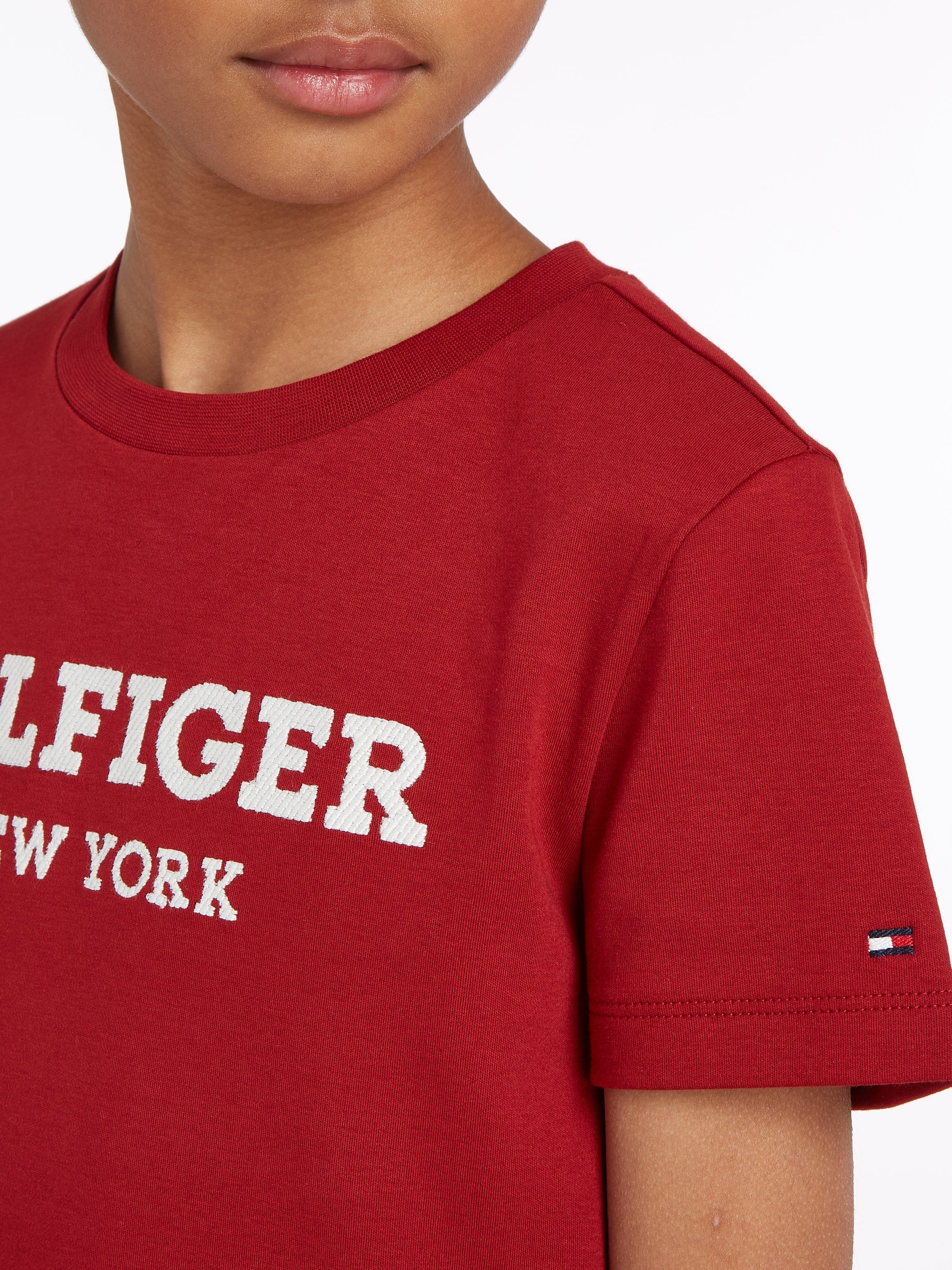 Print Tommy Hilfiger HILFIGER S/S T-Shirt mit Statement Rouge LOGO TEE Hilfiger