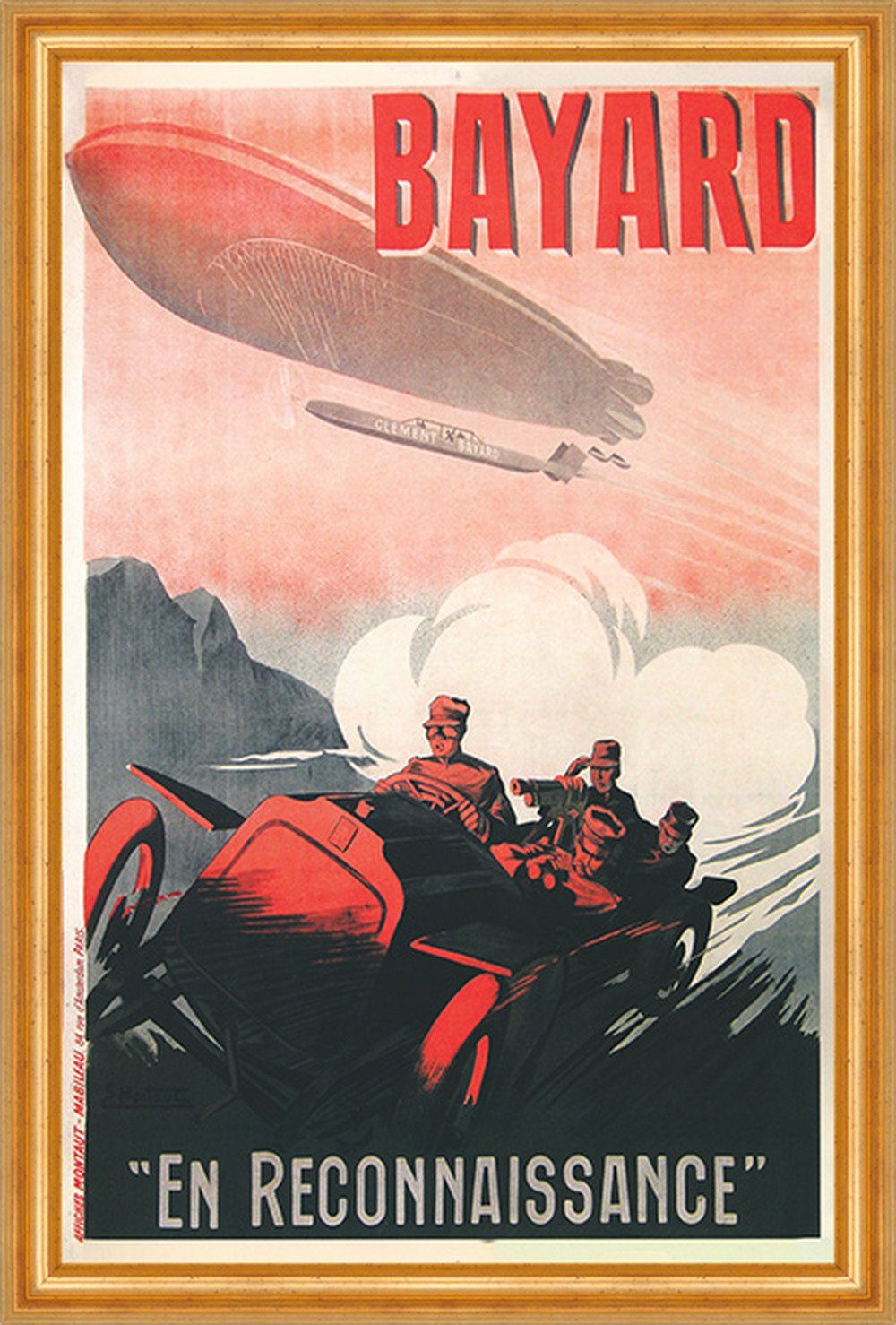Kunstdruck Clement Bayard Luftschiff Automobil Erfinder Rennen Werbung 048 Gerahm