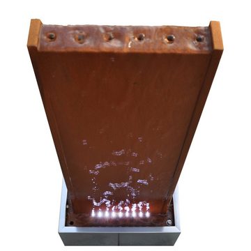Köhko Gartenbrunnen Wasserwand ca. 97 CM Kombination aus Corten- und Edelstahl mit LED