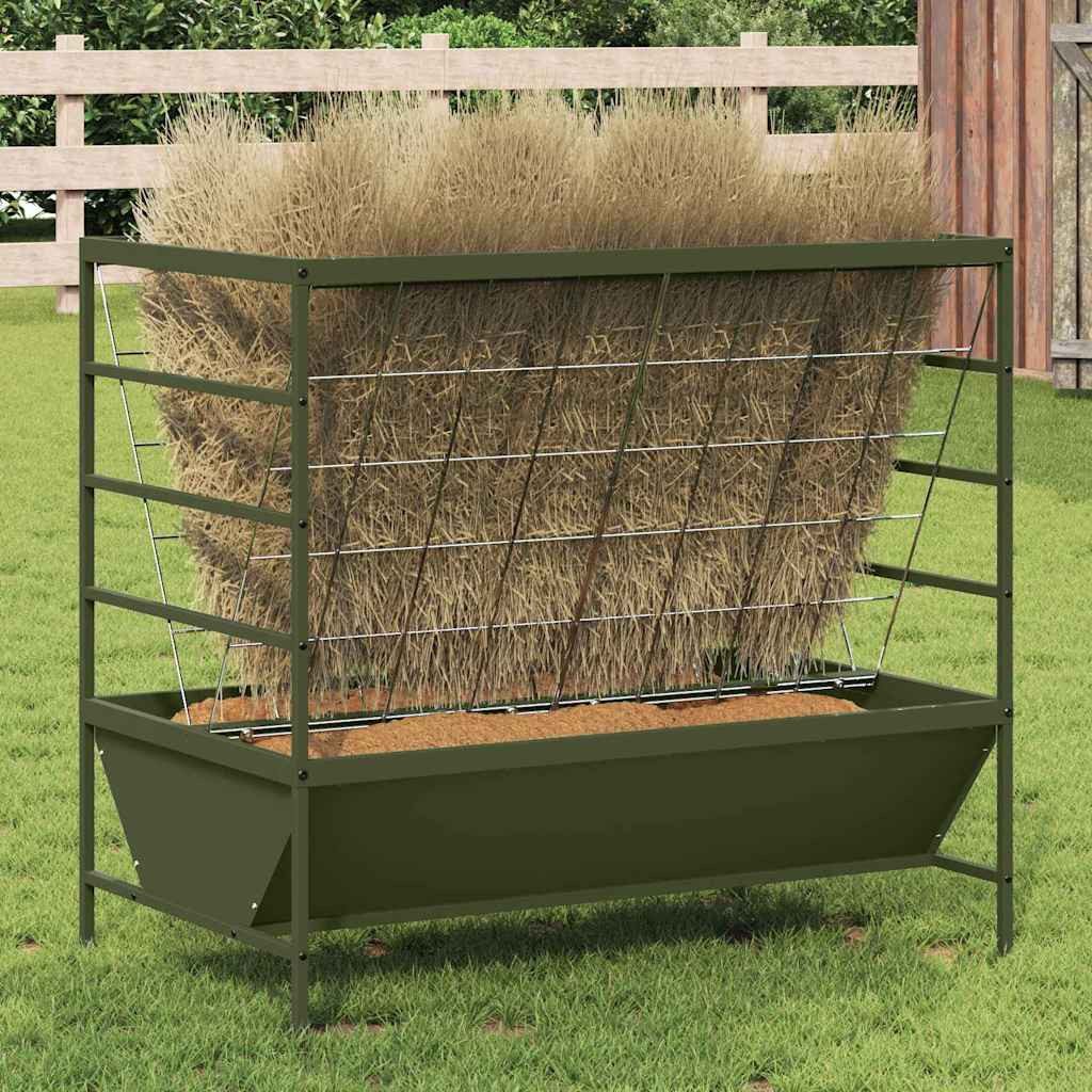 vidaXL Futterspender Viehfutterspender Olive Grün 100 x 60 x 90 cm