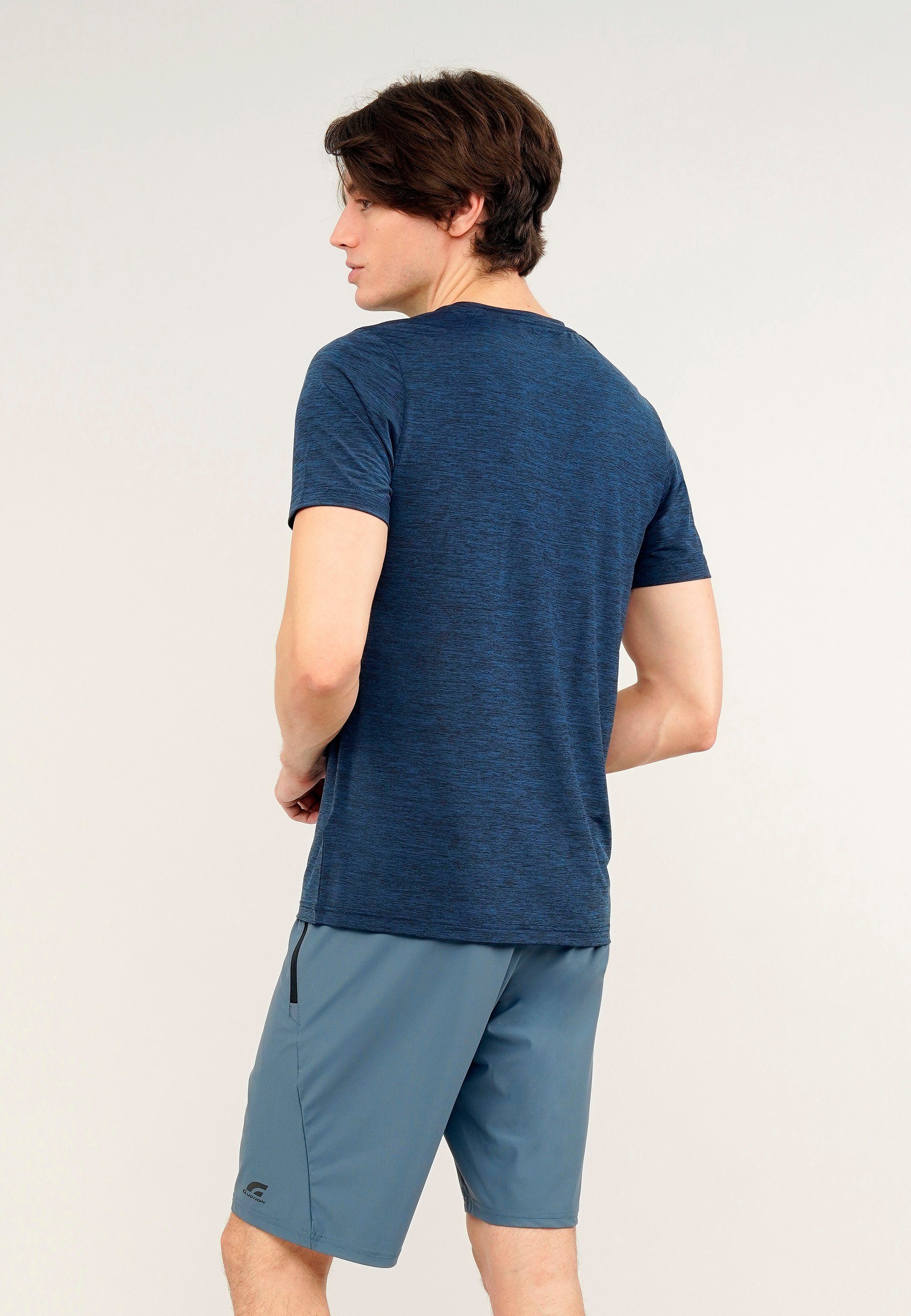 GIORDANO Motion Effekt blau-meliert Funktionsshirt mit kühlendem G