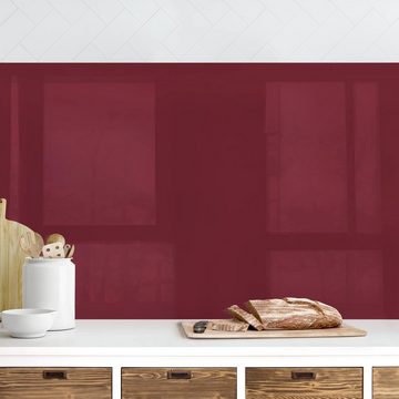 Bilderdepot24 Küchenrückwand rot dekor einfarbig Wandpaneel Bordeaux Wandverkleidung Küche, (1-tlg., Nischenrückwand - für Fliesenspiegel ohne Bohren - matt), Spritzschutz Rückwand Küche Herd - Folie selbstklebend versch. Größen