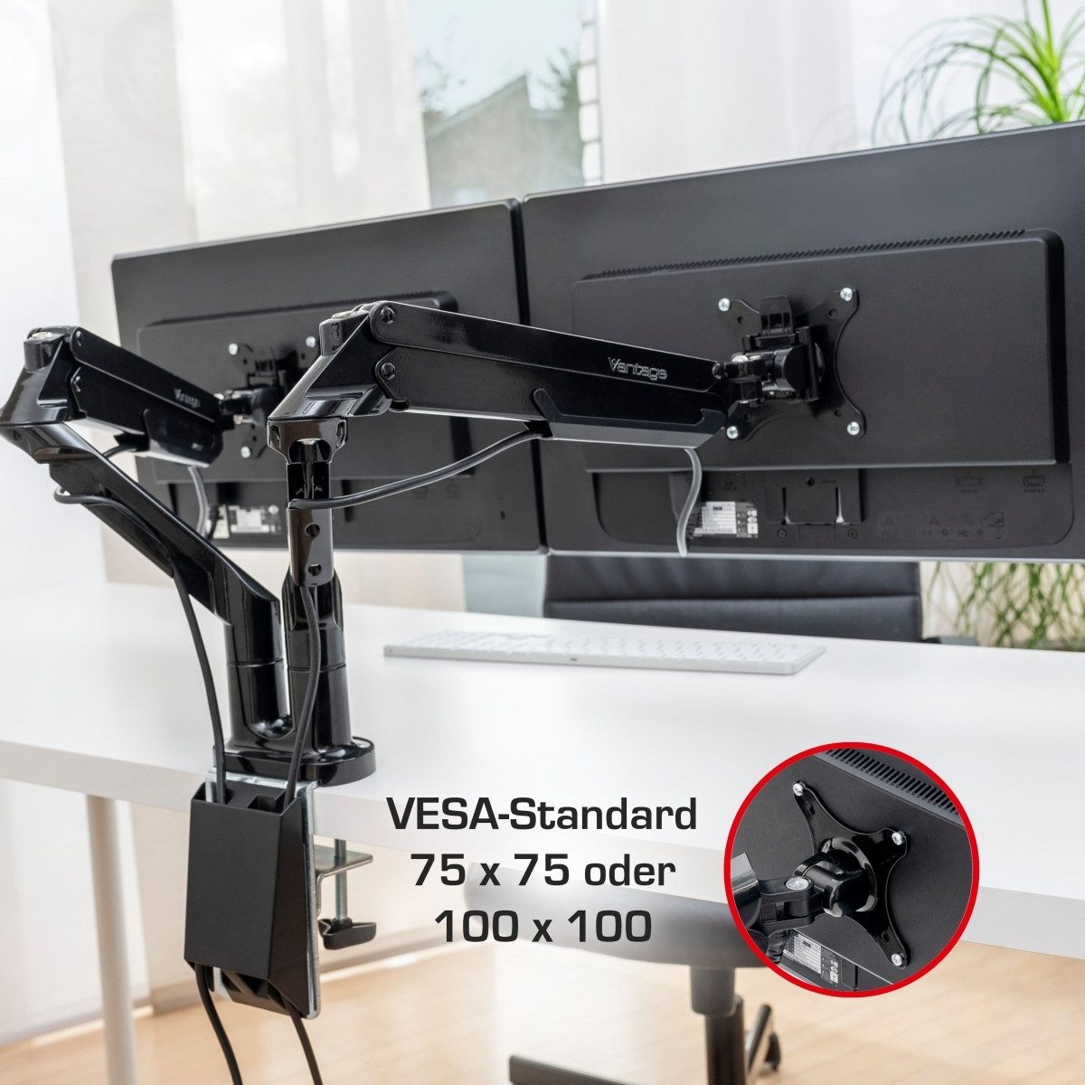 NOVUS Monitor-Halterung Monitorarm Premium duo schwarz