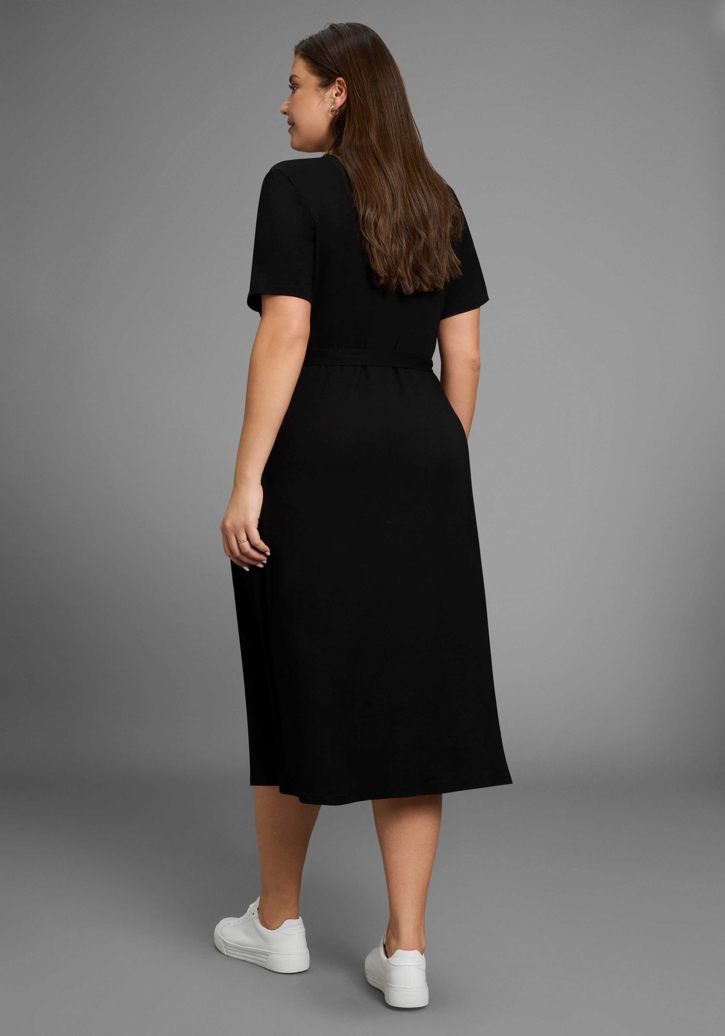 Laura Scott CURVE Midikleid Große Größen Wickeloptik mit betonter Taille – Bild 3 von 5