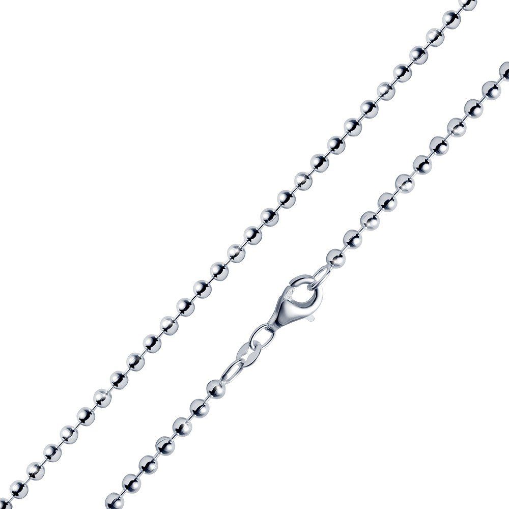 Materia Silberkette rhodiniert Damen 40-70cm Sterling Hochglanz Kugelkette Silber, K10, 925 Silber