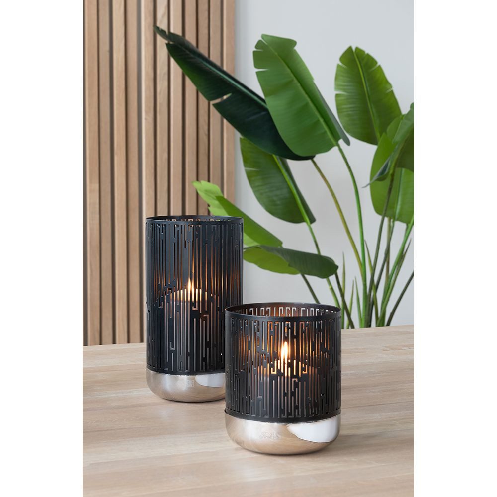 Fink Duftkerze Fink Windlicht BRIANO DH 13x15.50 cm schwarz Teelichthalter günstig online kaufen