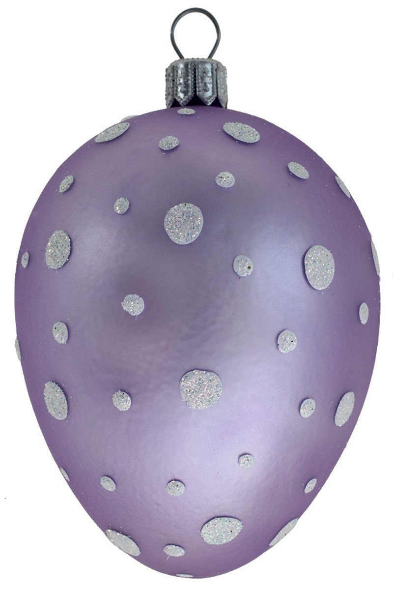 Hamburger Weihnachtskontor Osterei Osterei in violett mit weißen Punkten (1-tlg), mundgeblasen - handdekoriert