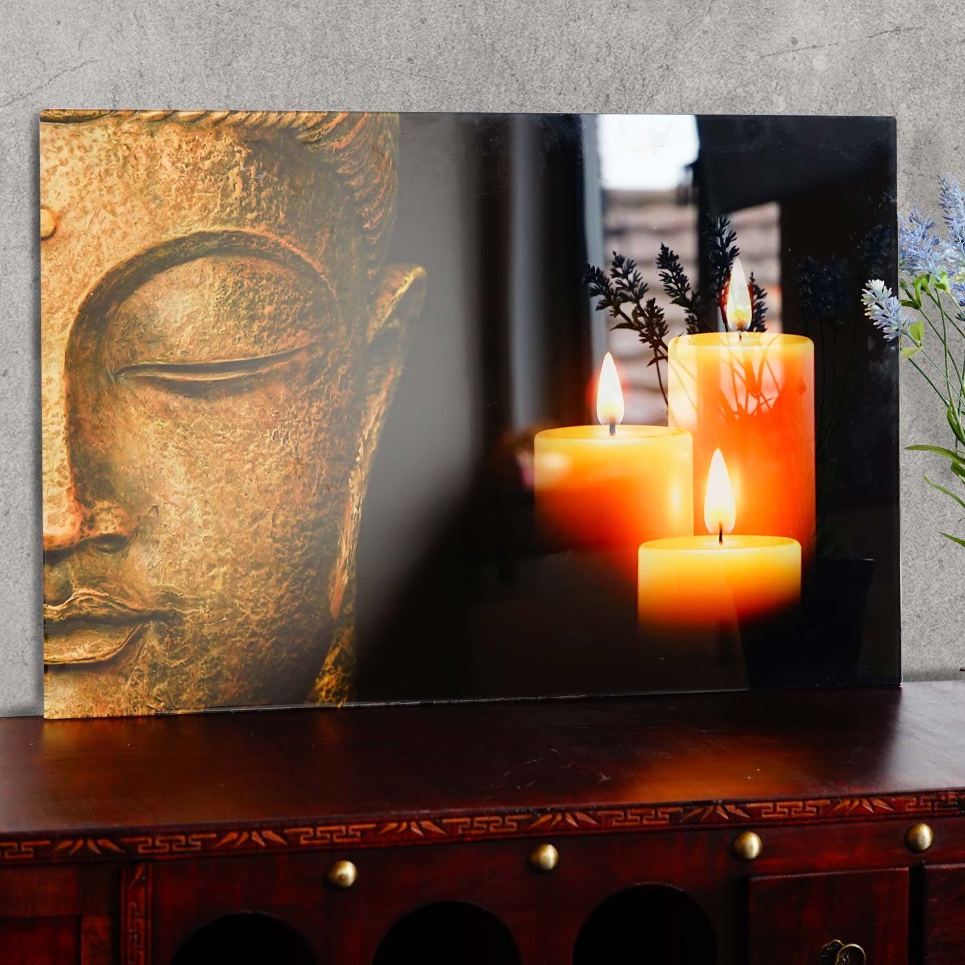 MCW Glasbild Glasbild T117, Buddha, Sicherheitsglas, Abgerundete Glaskanten, Freischwebende Optik
