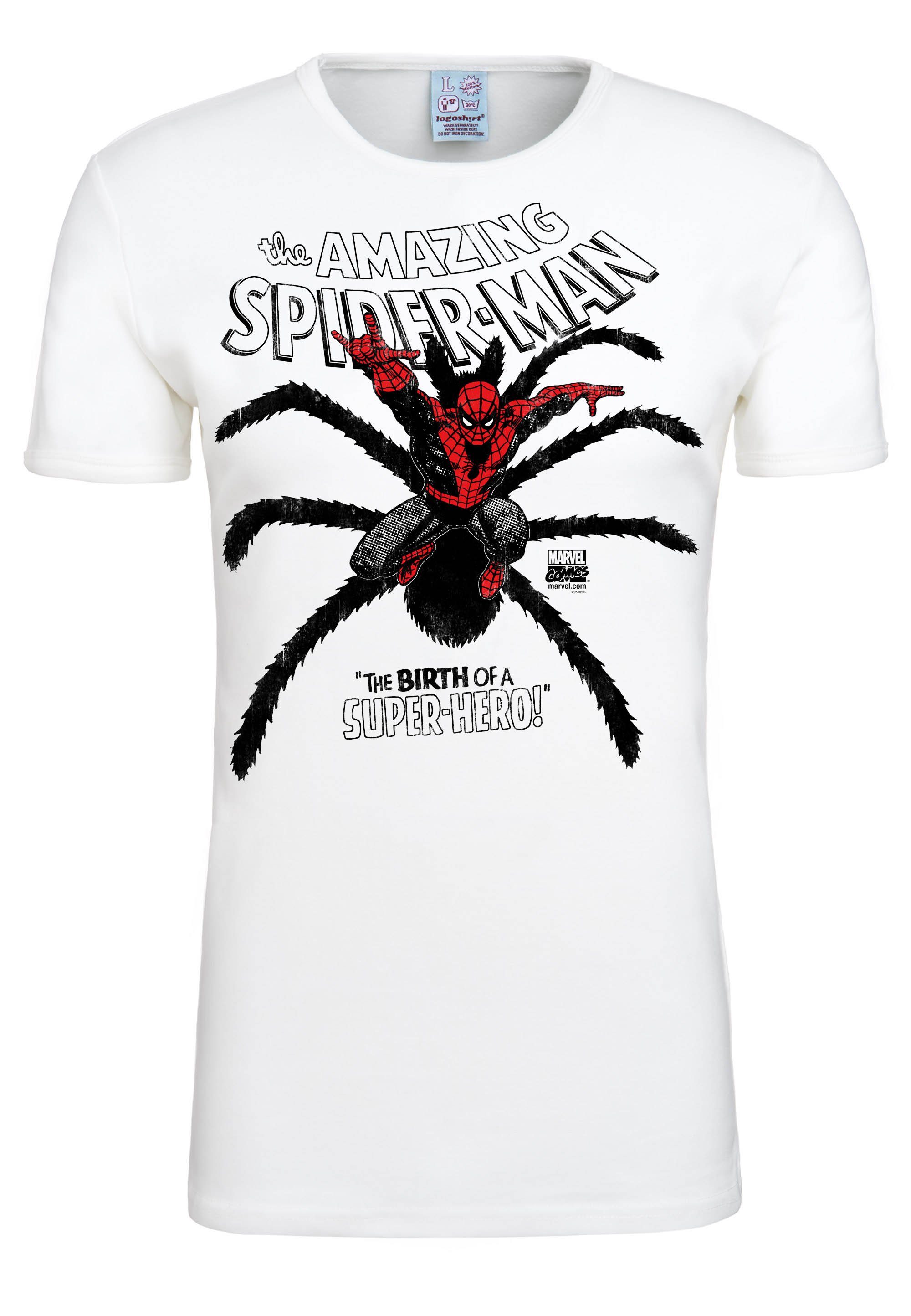 LOGOSHIRT T-Shirt Spider-Man Birth mit Originaldesign lizenzierten