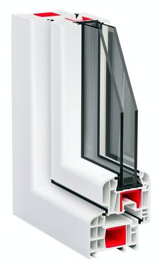 SN DECO GROUP Kellerfenster 1 Flügel 800x600 Dreh-Kipp 2-fach Verglasung weiß 70 mm Profil, (Set), RC2 Sicherheitsbeschlag, Hochwertiges 5-Kammer-Profil