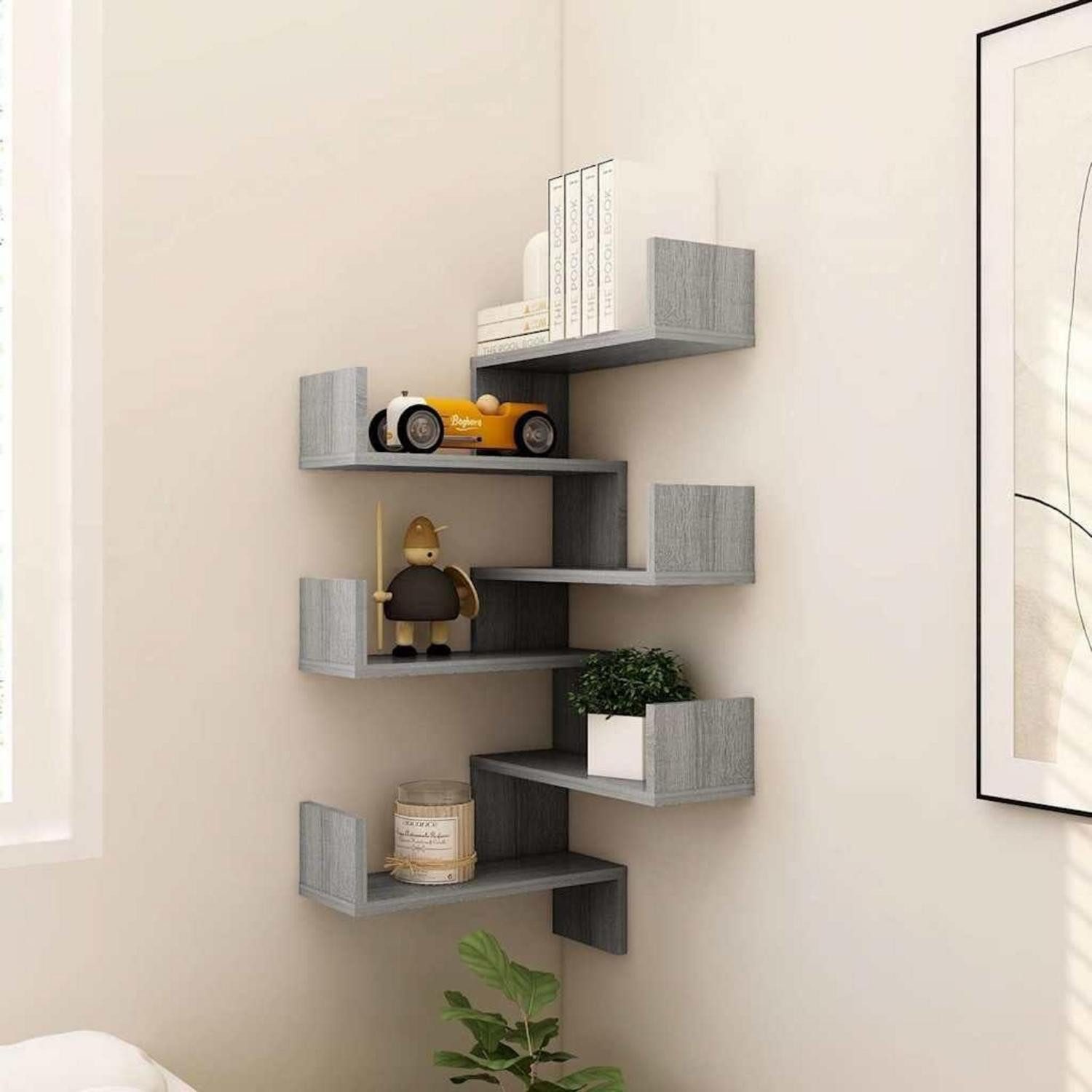 LuxusKollektion Eckregal Wand Eckregal Grau Sonoma 2 PZ, 2-tlg.