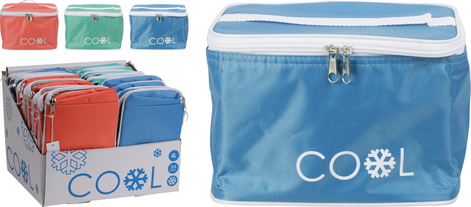 Koopman Thermobehälter Kühltasche Kühlbox Mini Getränkekühler Isotasche 15 x 21 x 15 cm Bunt, Polyester, (1-tlg), Rot, 4L Volumen, mit Tragegriff, Camping