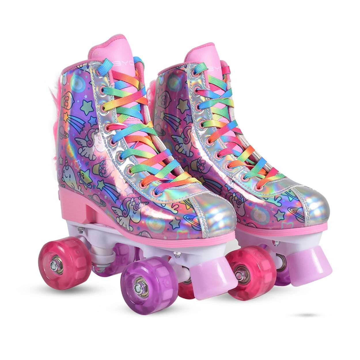 Byox Rollschuhe Rollschuhe Einhorn, PU-Räder beleuchtet, ABEC-5 Lager, verschiedene Größen