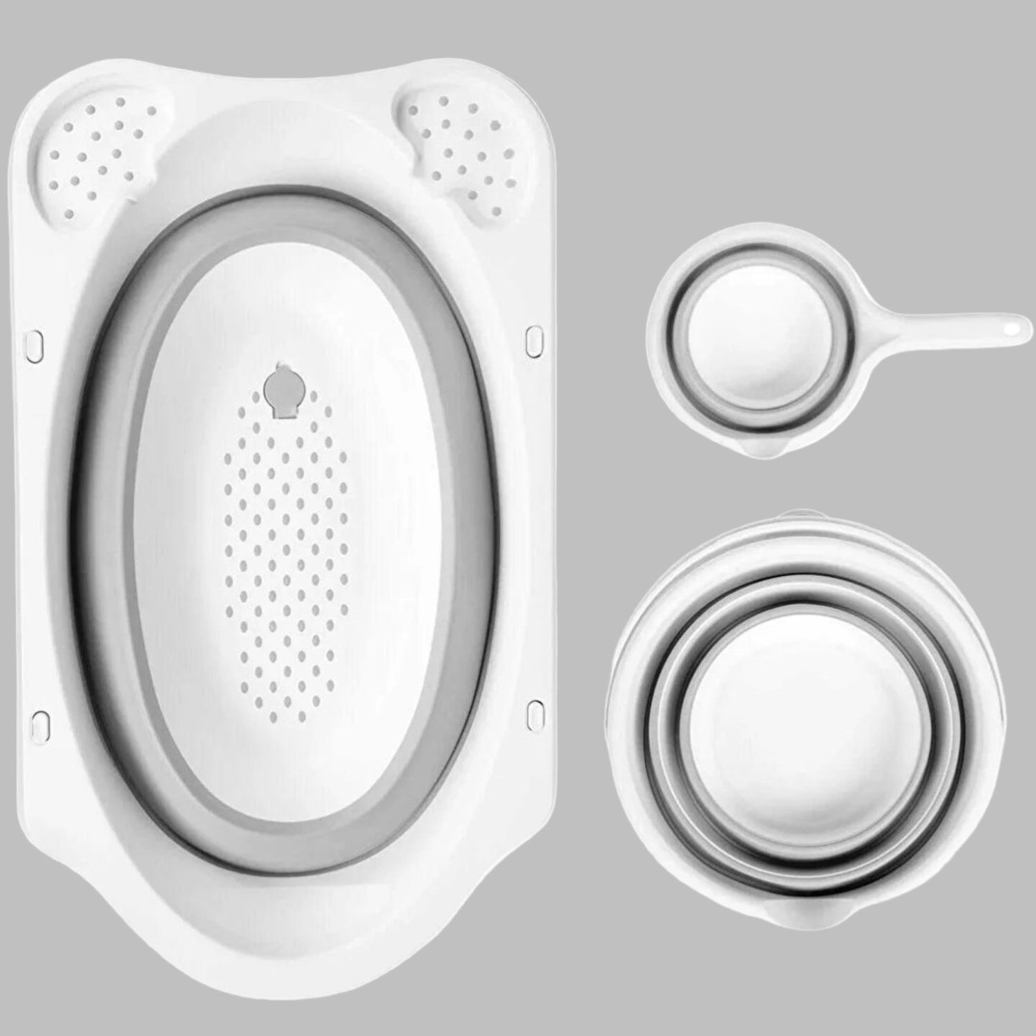 Uzman Babybadewanne Baby Badewanne faltbar mit Liegenetz 4 teilig Baby Wanne