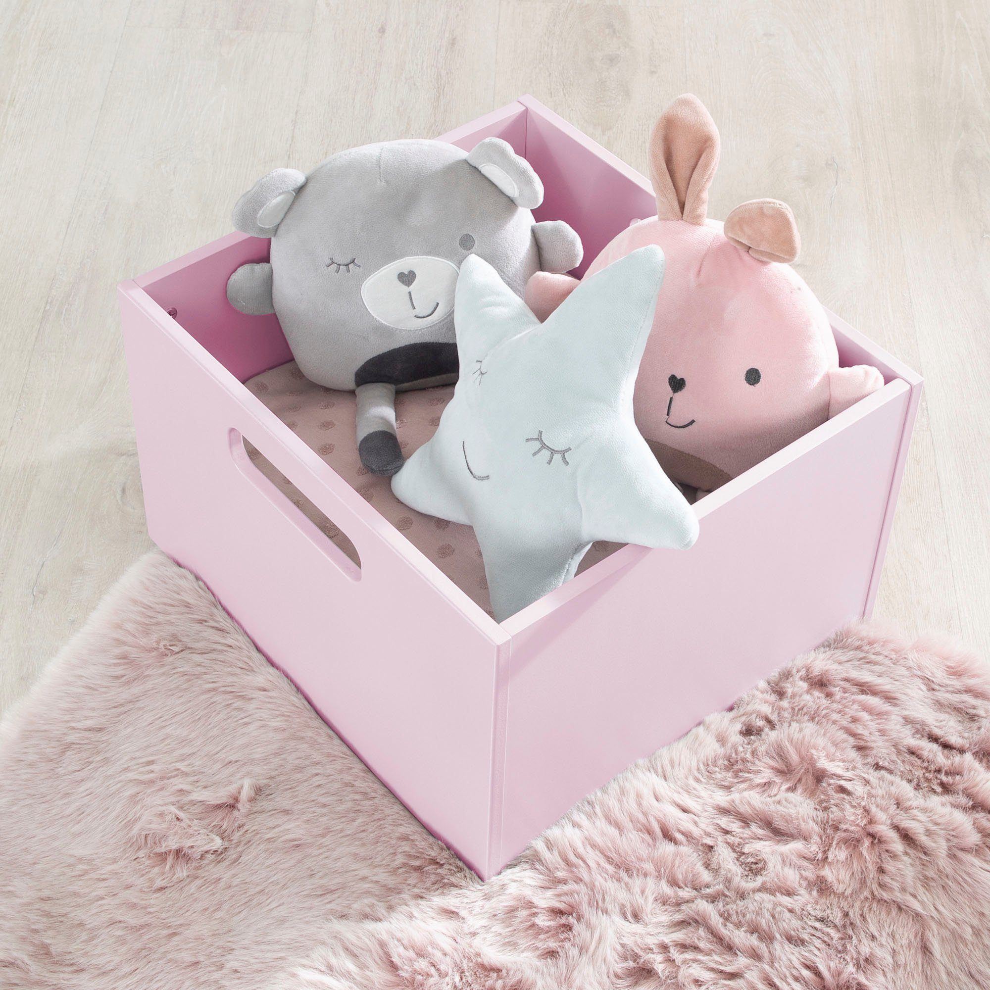 roba® Aufbewahrungsbox rosa, aus Holz; Organizer für Spielzeug