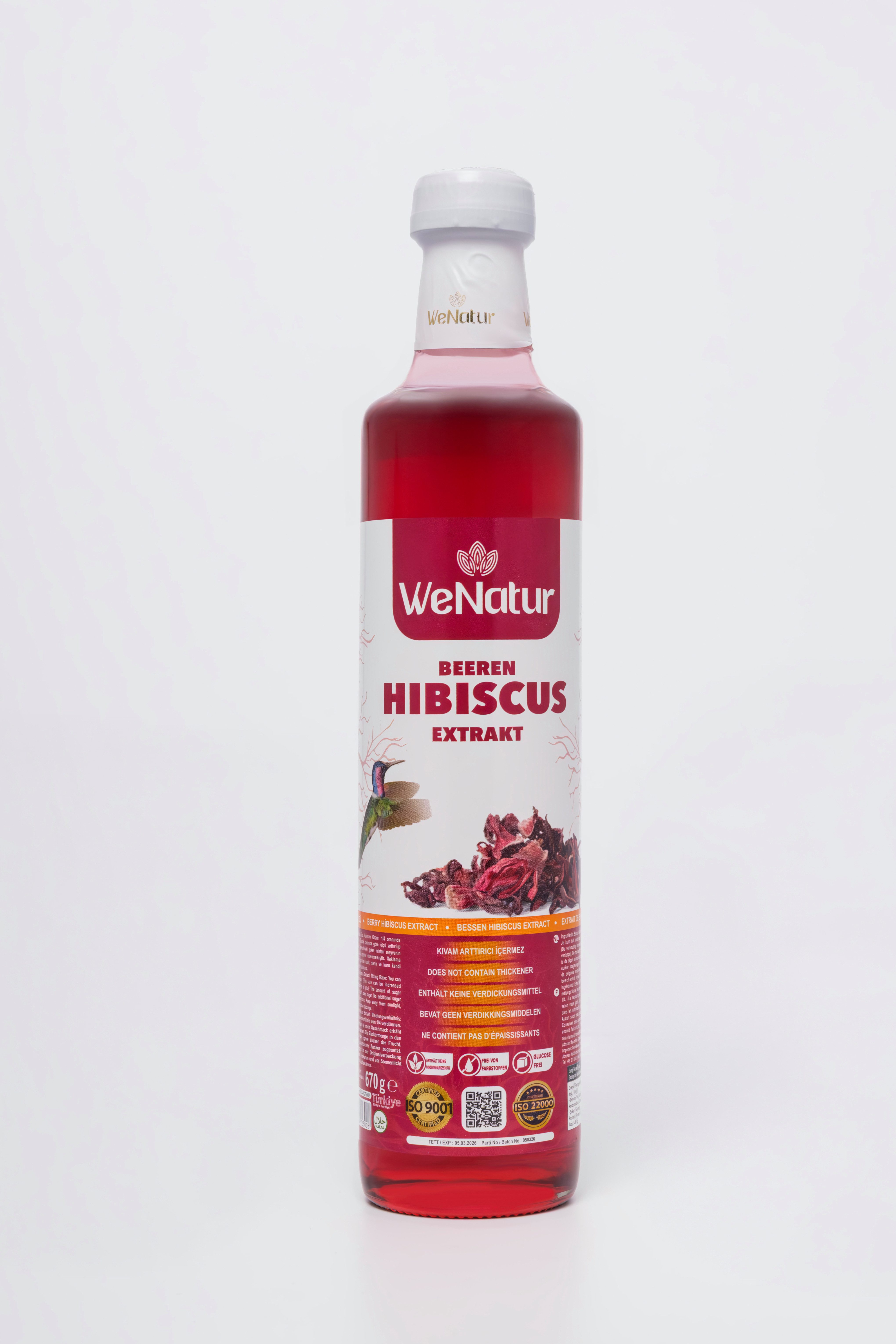 We_Natur Hıbıscus-Extrakt – Vitalität & Geschmack aus der Natur Sirup, 670 g, Natürliches Hibiskus-Extrakt für Ihr tägliches Wohlbefinden