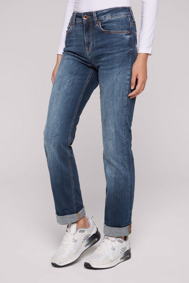 SOCCX Comfort-fit-Jeans mit Bleaching-Effekten, Komfortable Oberschenkel-  und Knieweite