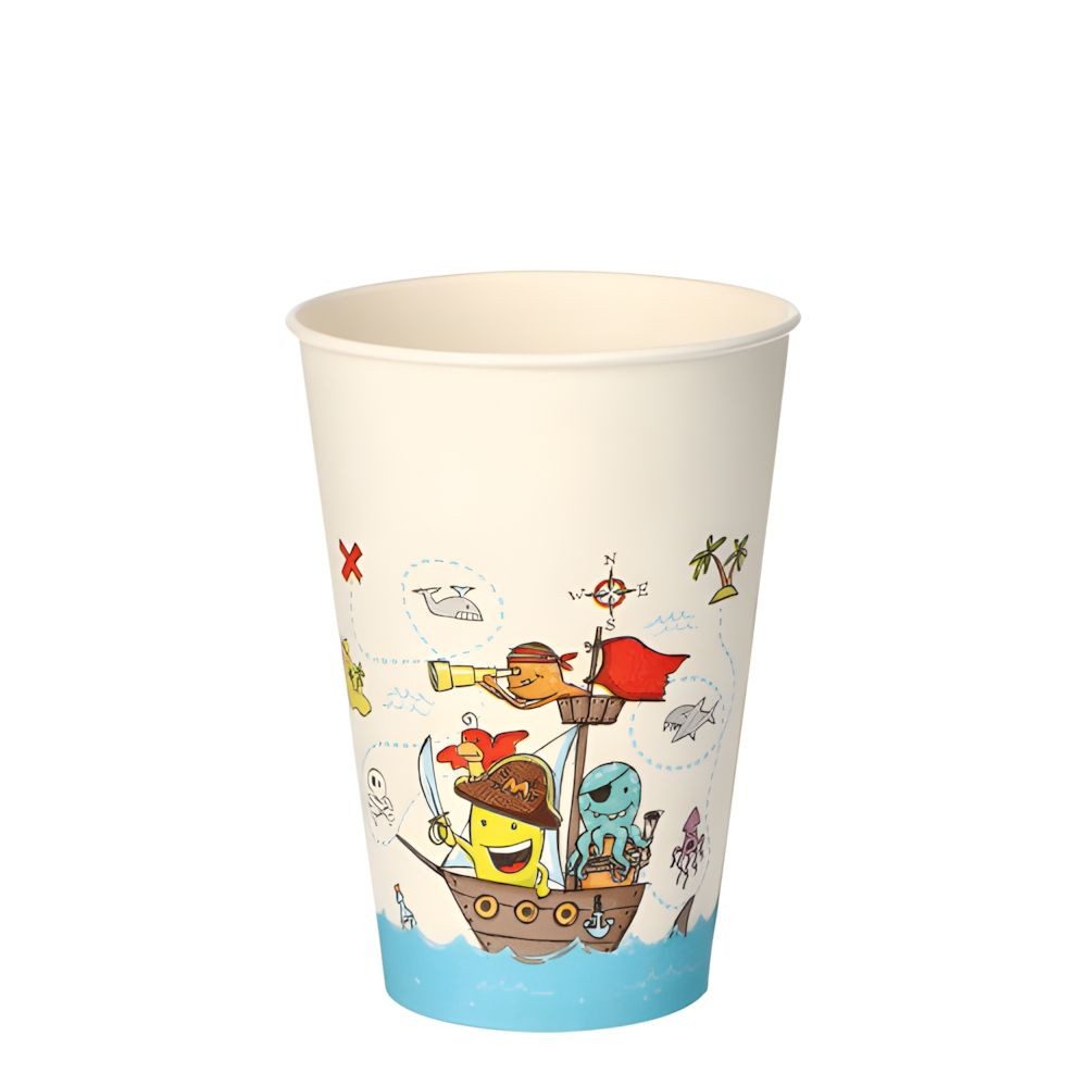 PAPSTAR Einwegbecher Trinkbecher, Pappe 0,2 l Ø 7 cm, 9,7 cm Pirate Crew 140 Stk, Pappe