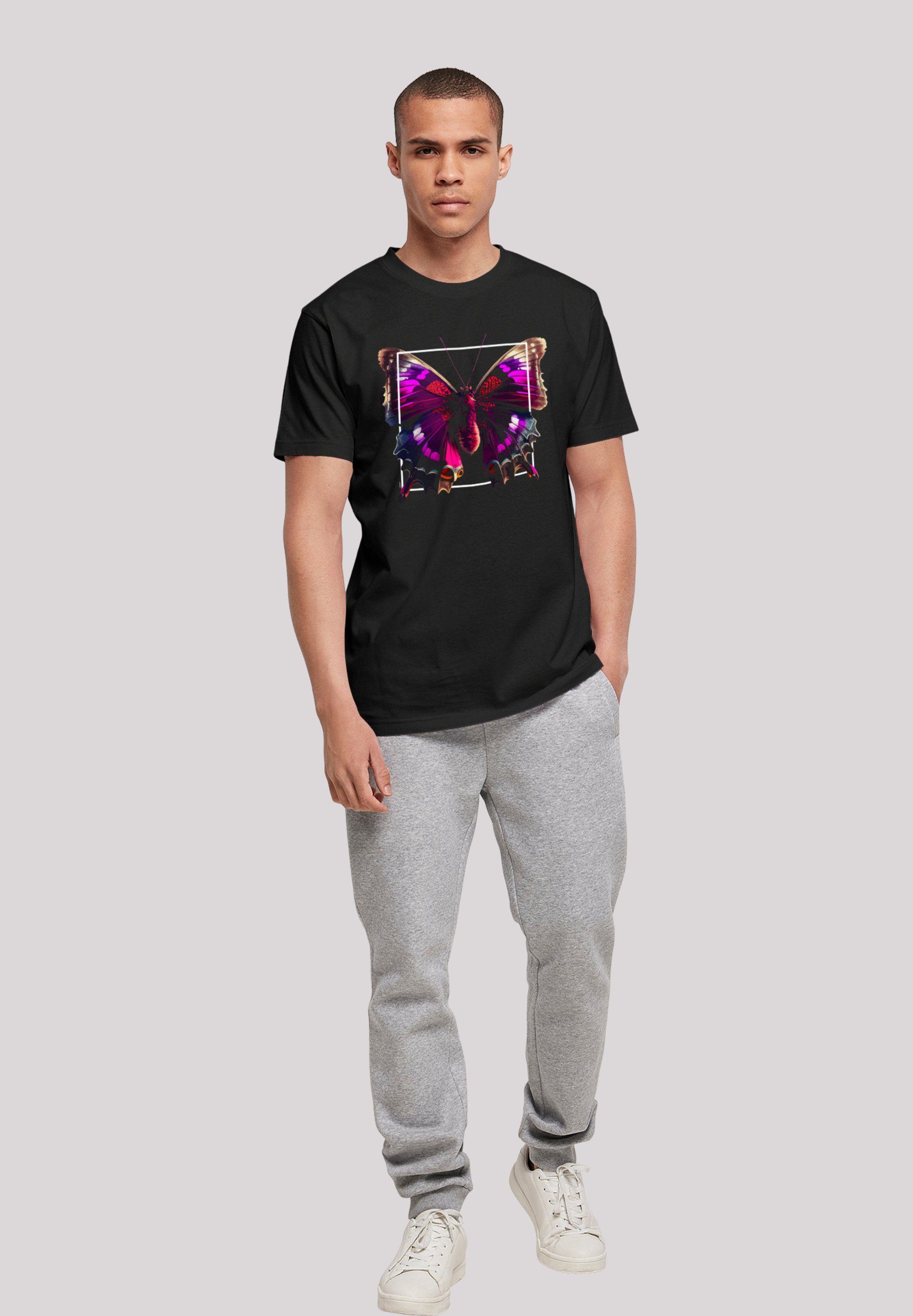 Pink schwarz T-Shirt Print F4NT4STIC Schmetterling TEE UNISEX
