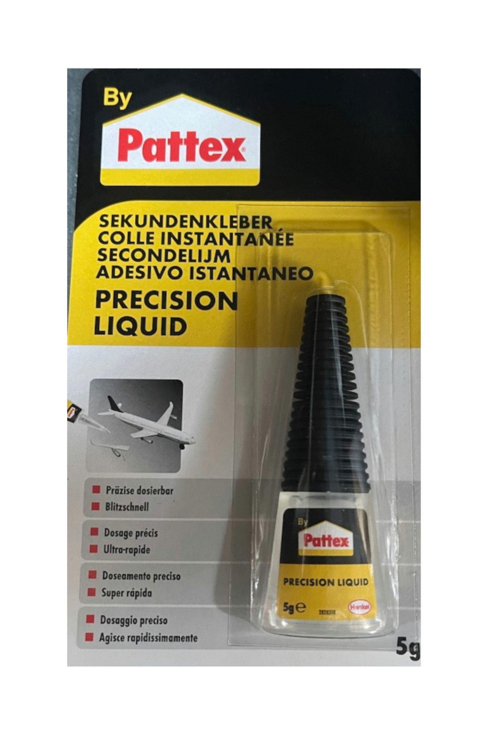Pattex Sekundenkleber Sekundenkleber Precision Liquid 5g Kleber flüssig Metall Kunststoff, Präzisionsspitze für punktgenaues Auftragen