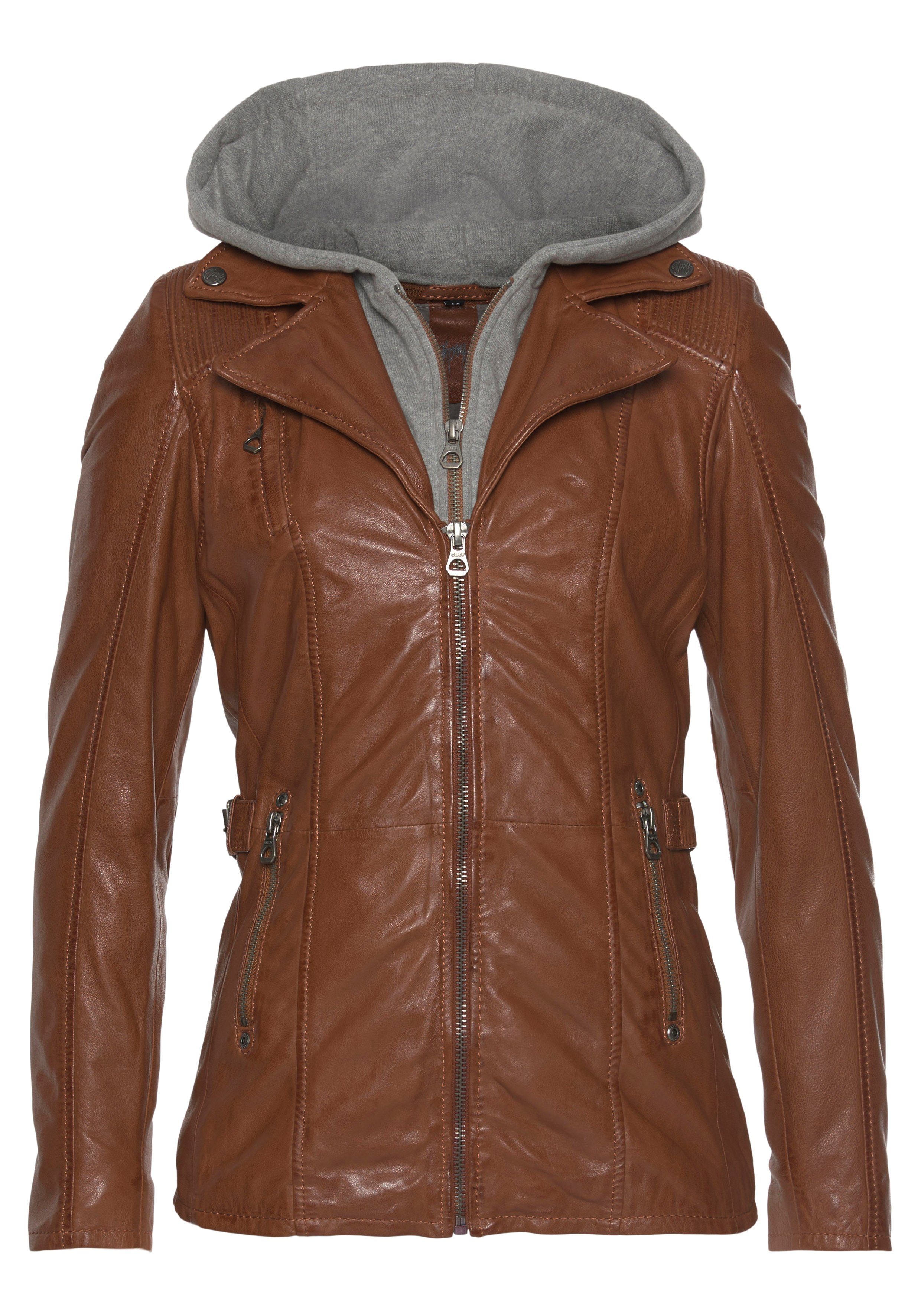 Gipsy Lederjacke Adelyn 2-in-1-Lederjacke cognac