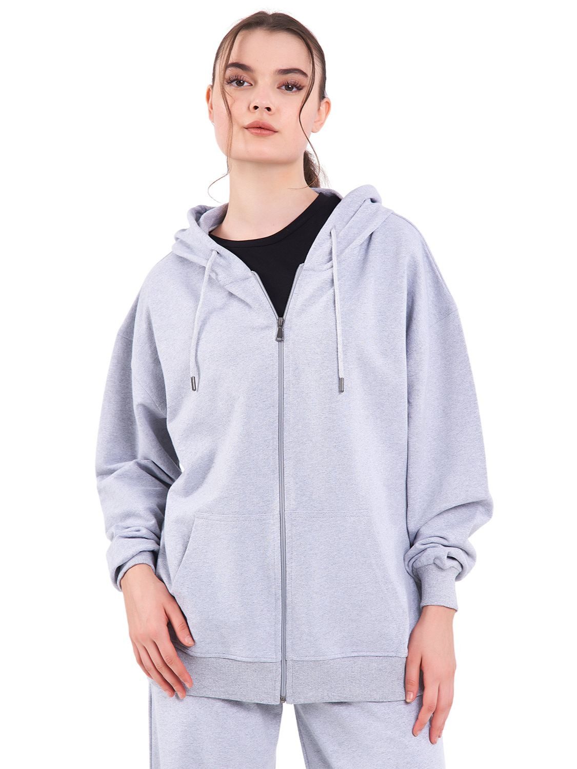COMEOR Kapuzensweatjacke Damen Bequeme Baumwoll-Hoodie-Jacke Kapuzensweatshirt mit durchgehendem Reißverschluss