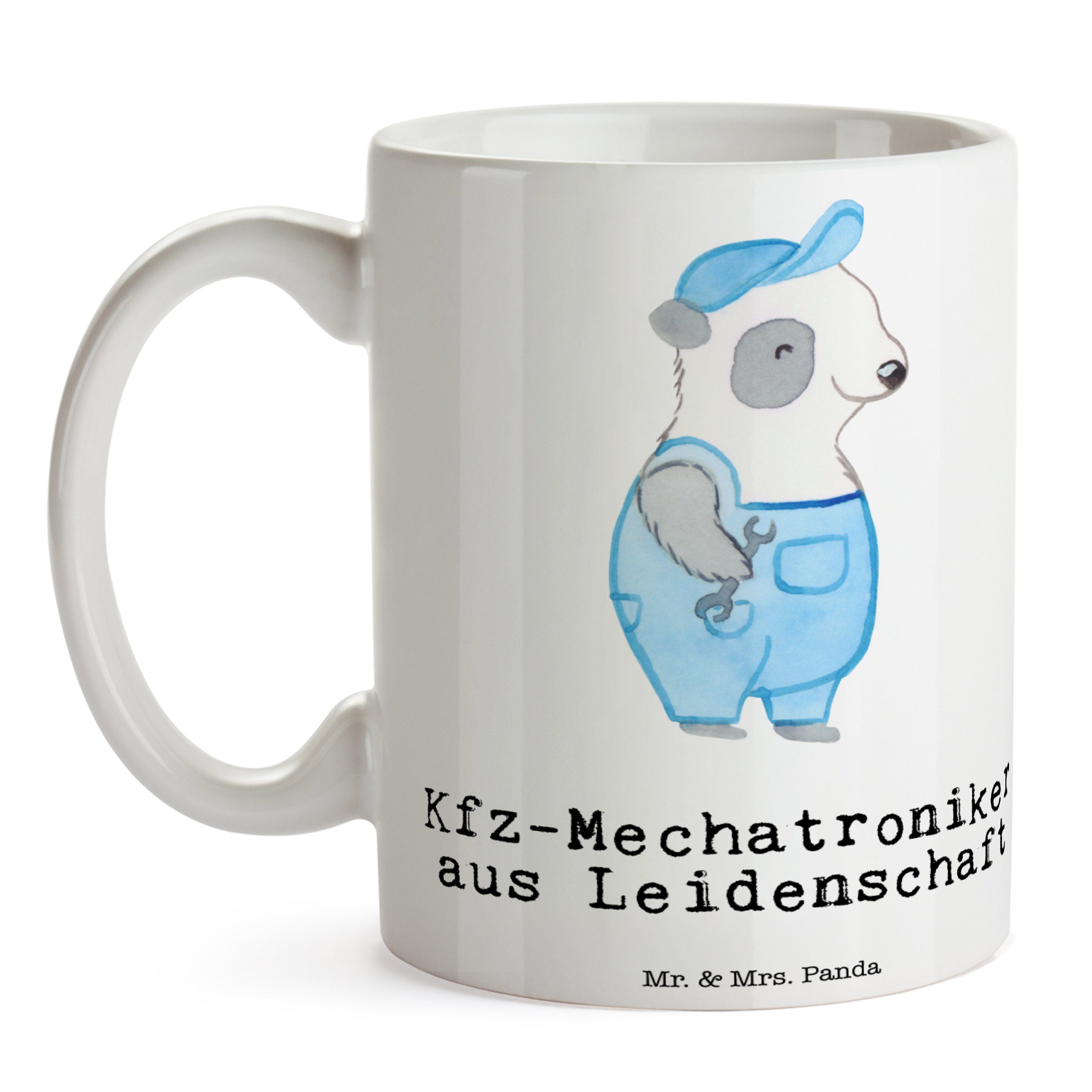 Tasse Leidenschaft Kfz-Mechatroniker Weiß Mrs. - Teebecher, Mr. - aus Panda Gese, & Geschenk, Keramik