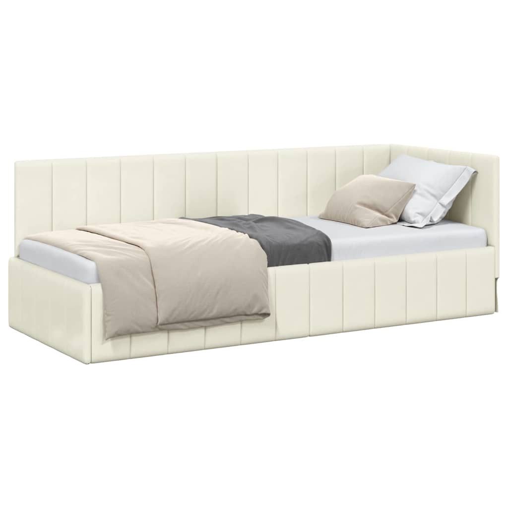 vidaXL Bett Eckbettgestell mit Kopfteil Creme 80 cm x 200 cm Stoff (1-tlg) günstig online kaufen