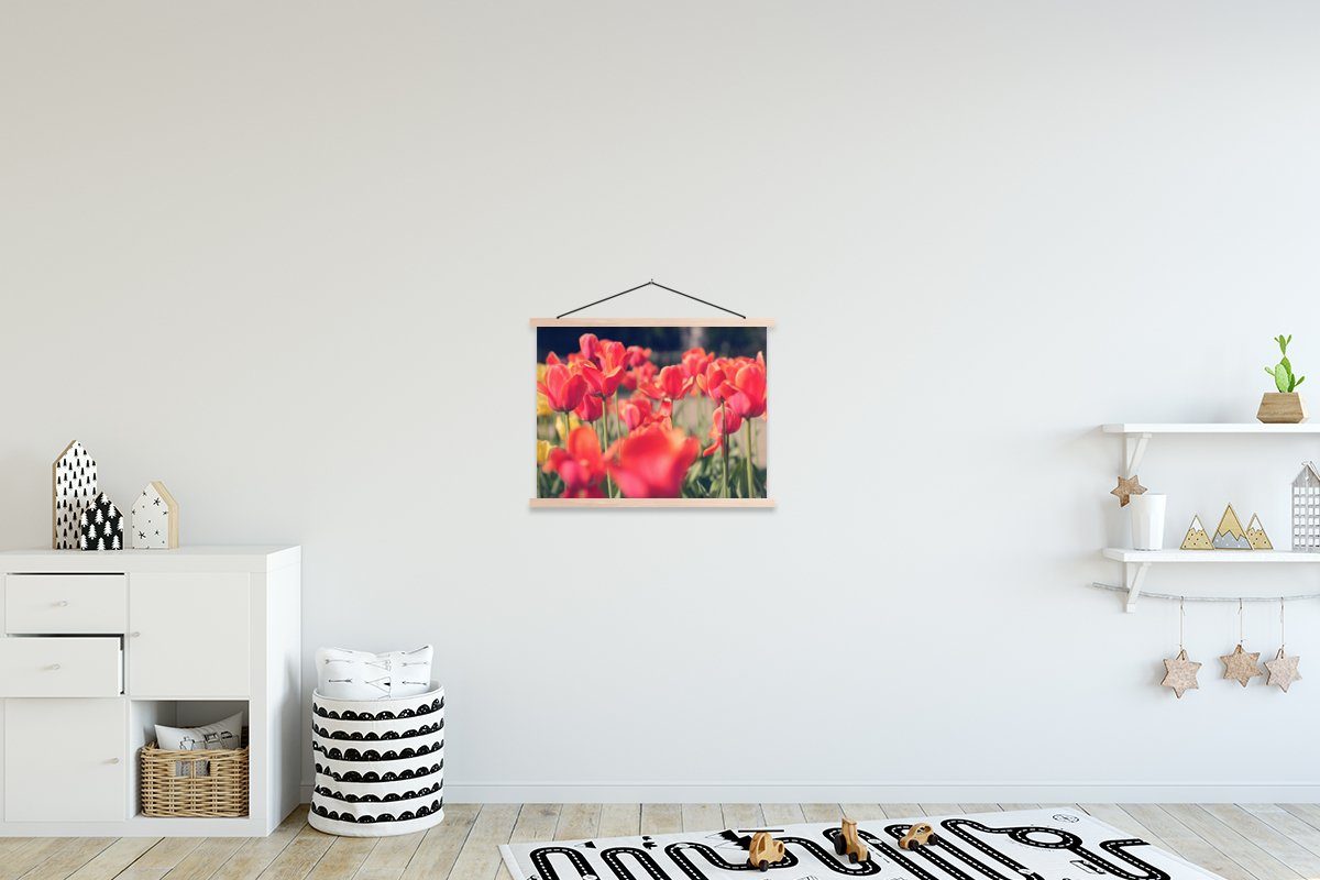 MuchoWow Poster Tulpen - Blumen - Natur, (1 St), Posterleiste, Textilposter für Wohnzimmer, Bilderleiste, Magnetisch