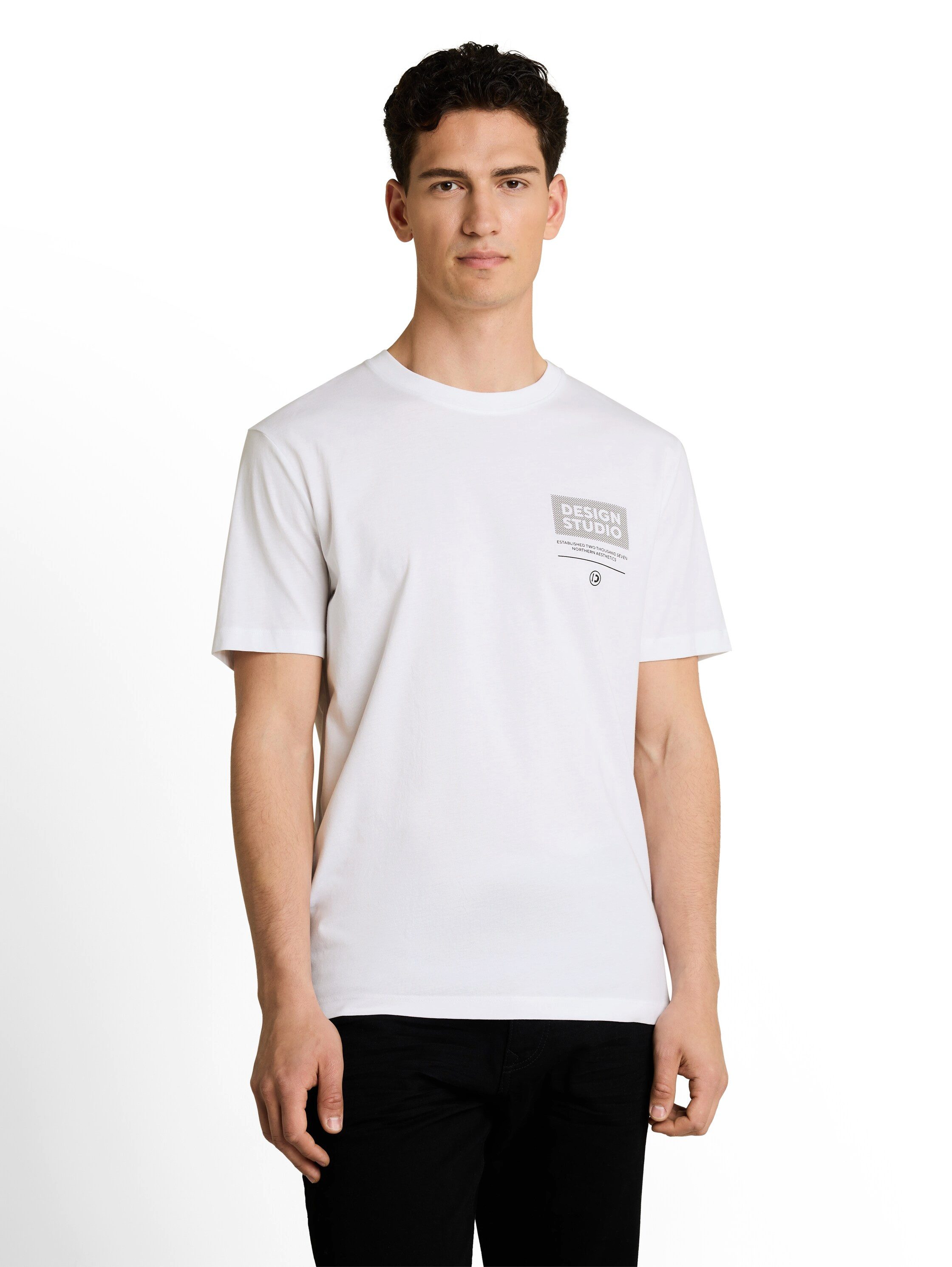 TOM TAILOR Denim Rundhalsshirt (Packung, 3-tlg) mit Logo Print