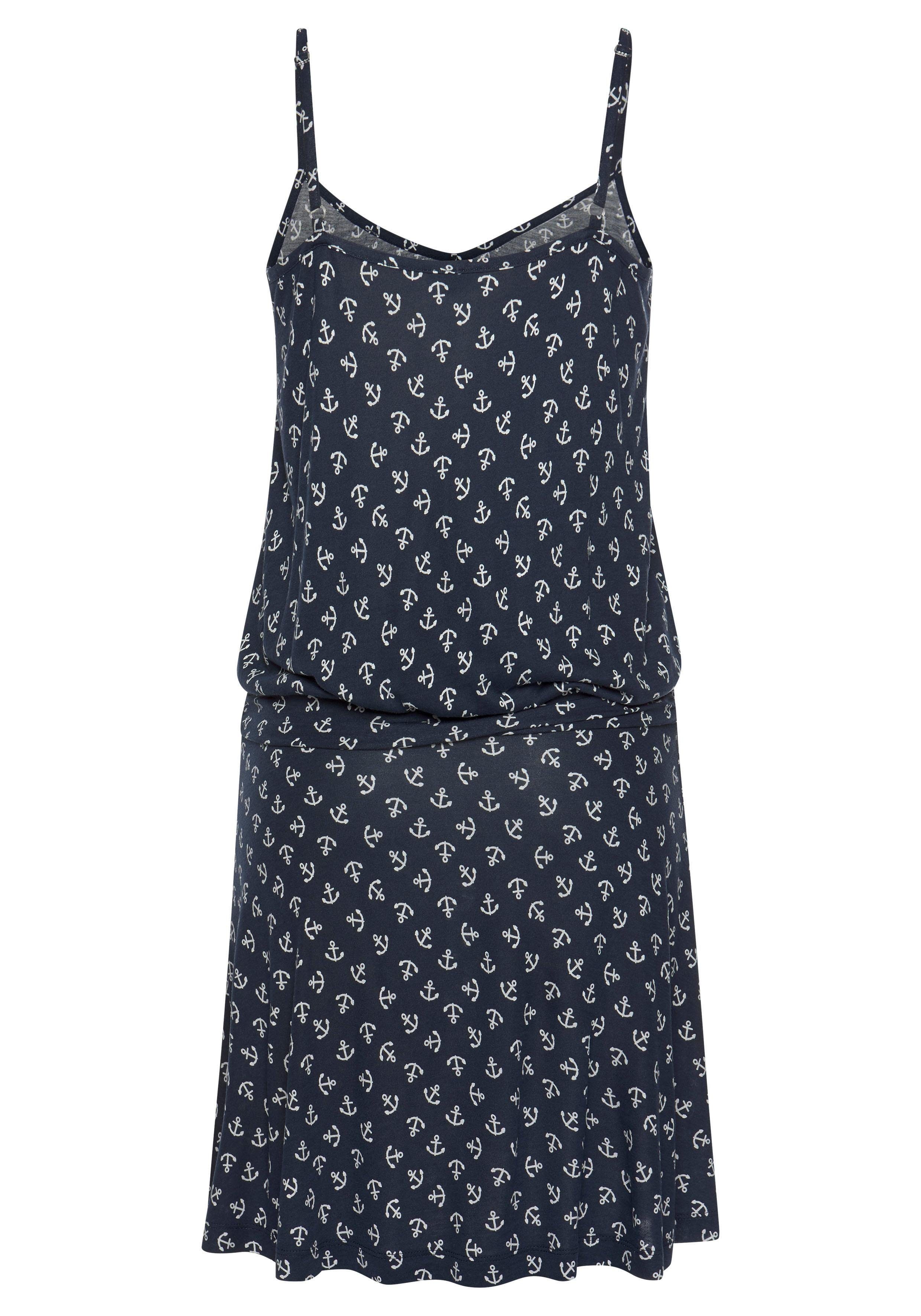 Beachtime Strandkleid mit Ankerdruck und verstellbaren Trägern, Sommerkleid, Jerseykleid